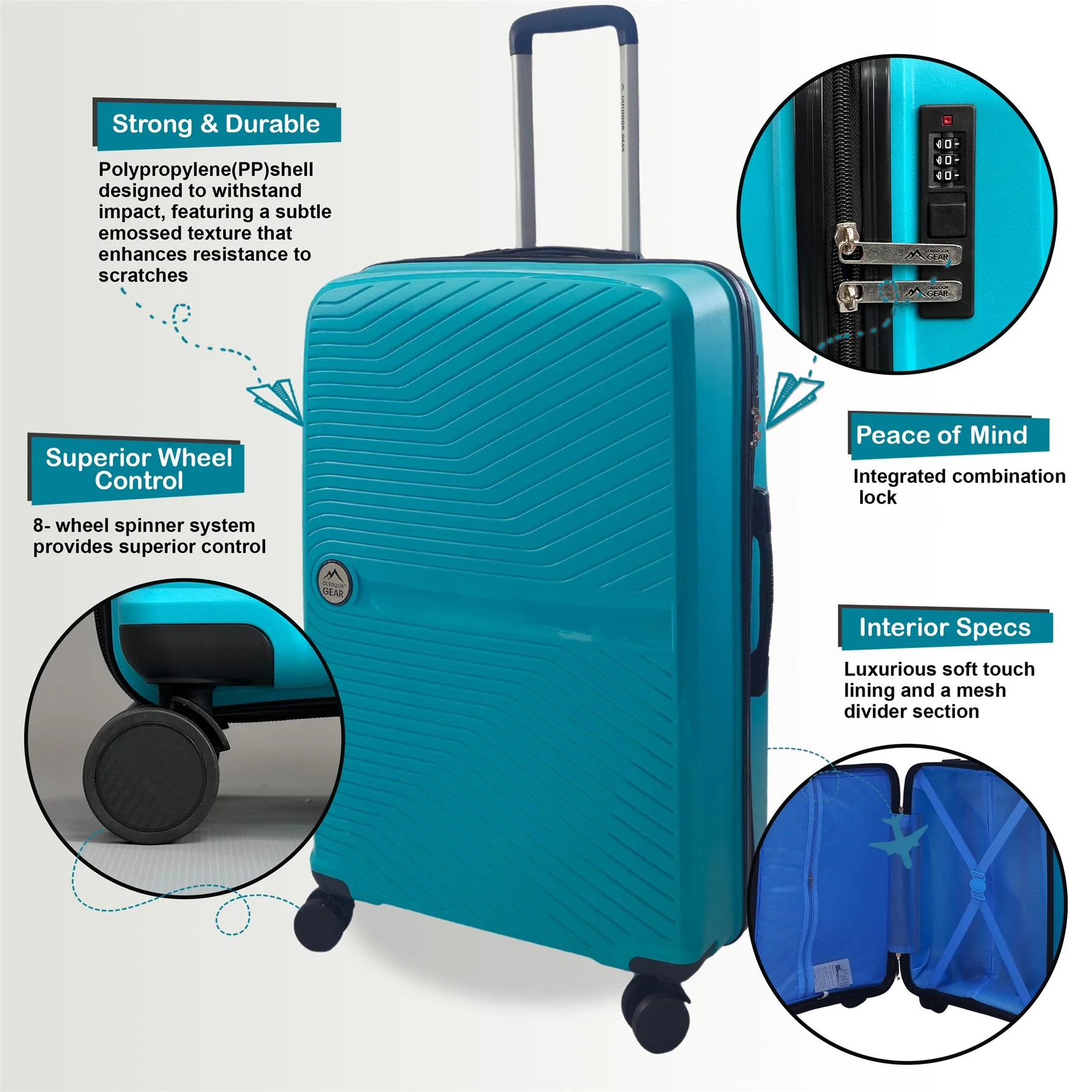 Acton Cabin Hard Shell Suitcase in Mint - Image 6