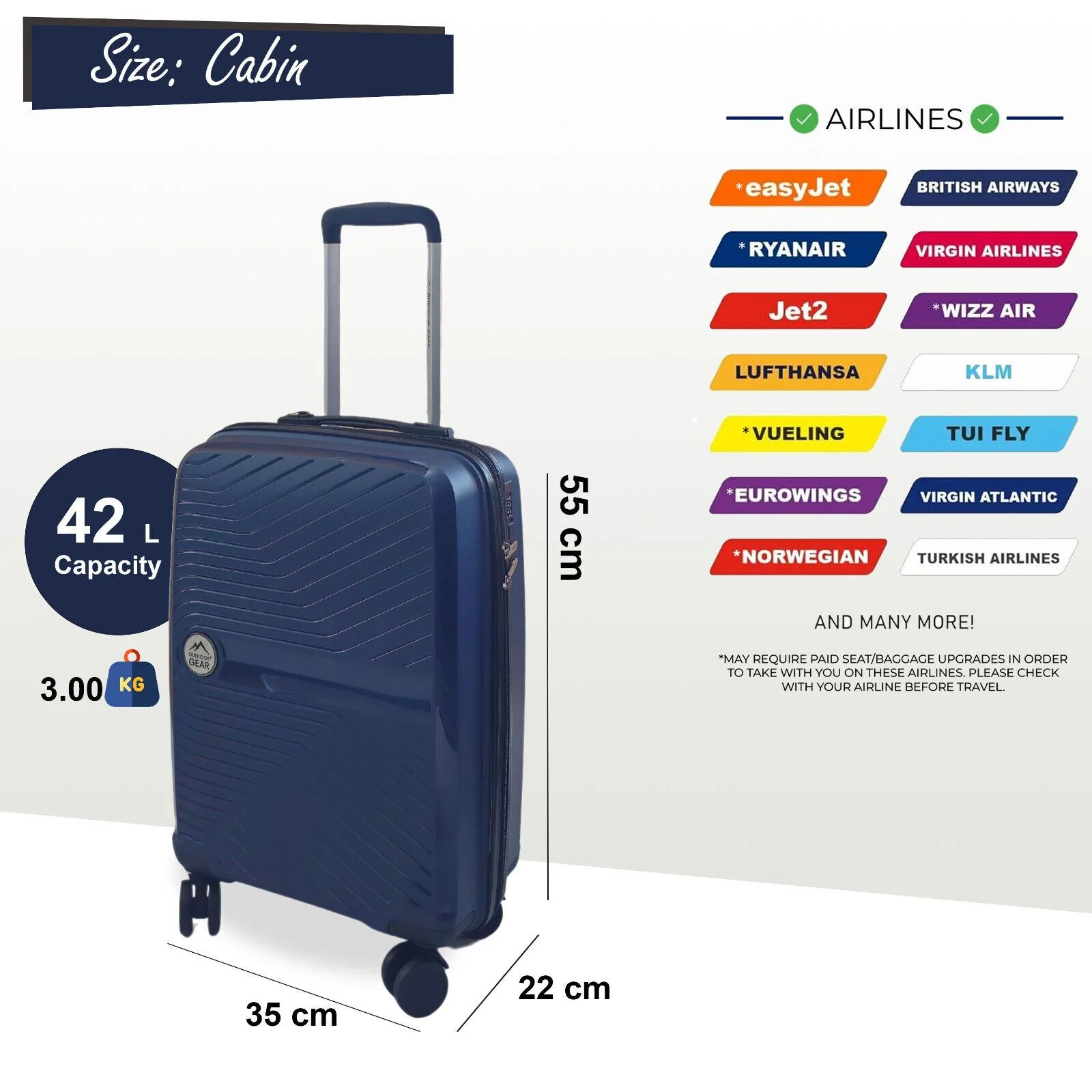 Acton Cabin Hard Shell Suitcase in Navy - Image 5
