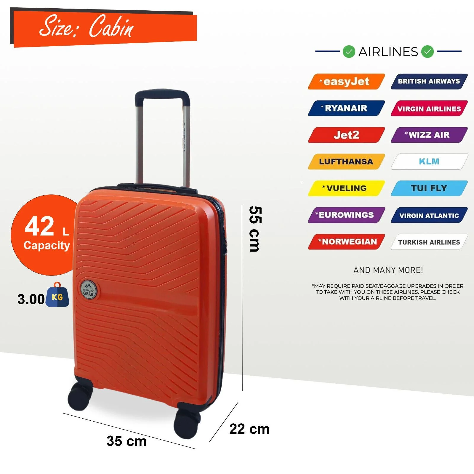 Acton Cabin Hard Shell Suitcase in Orange - Image 5