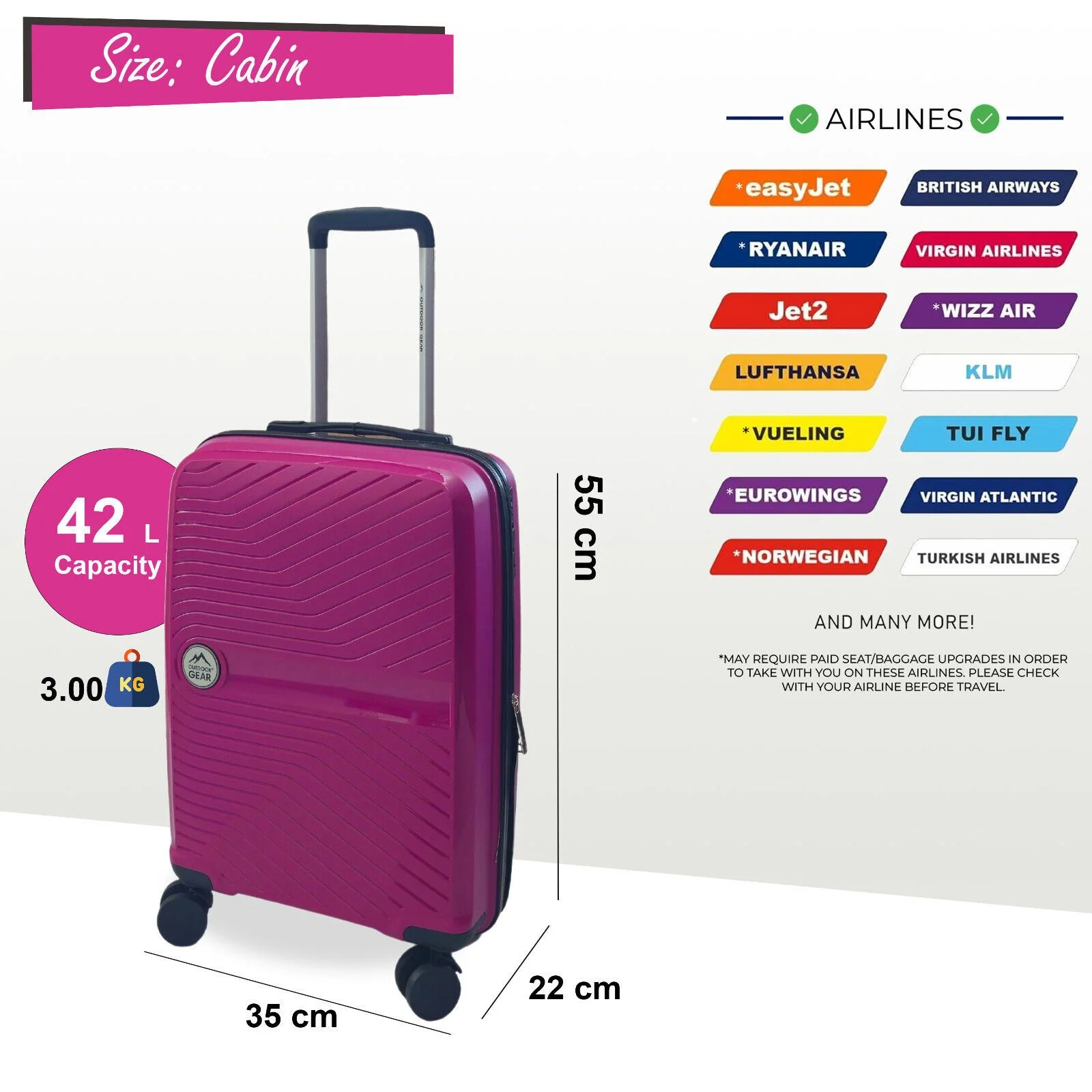 Acton Cabin Hard Shell Suitcase in Pink - Image 5