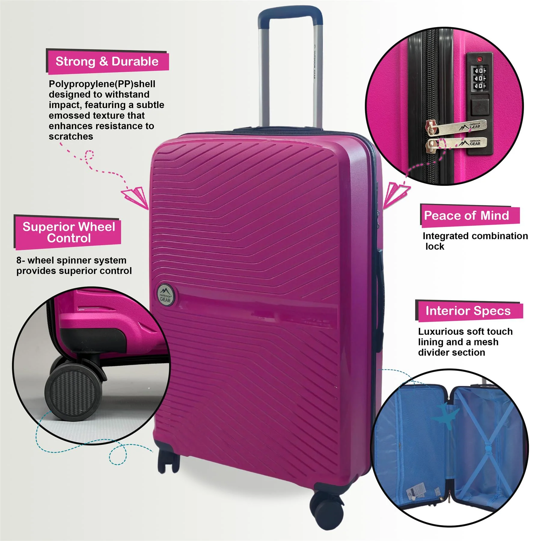 Acton Cabin Hard Shell Suitcase in Pink - Image 6