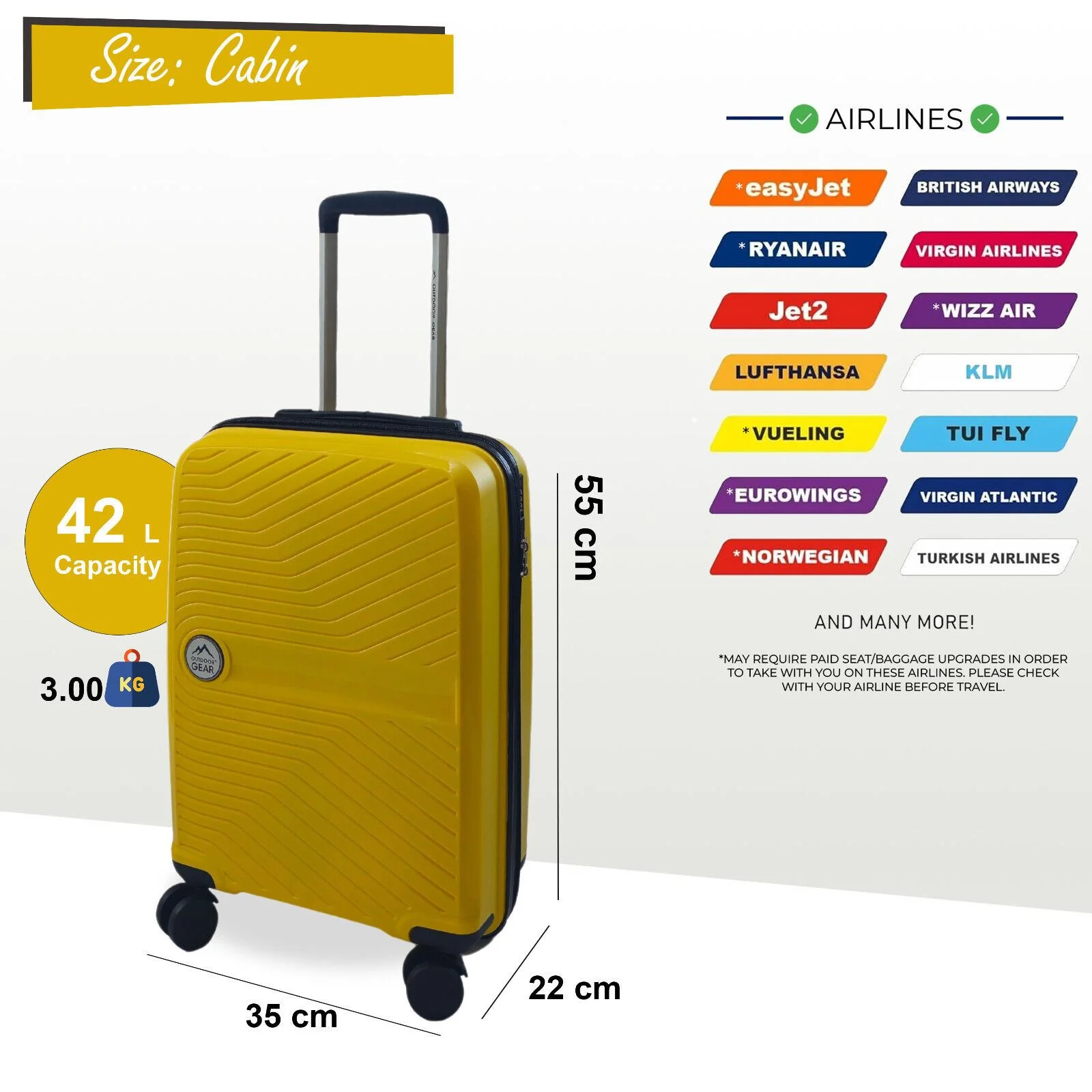 Acton Cabin Hard Shell Suitcase in Yellow - Image 5
