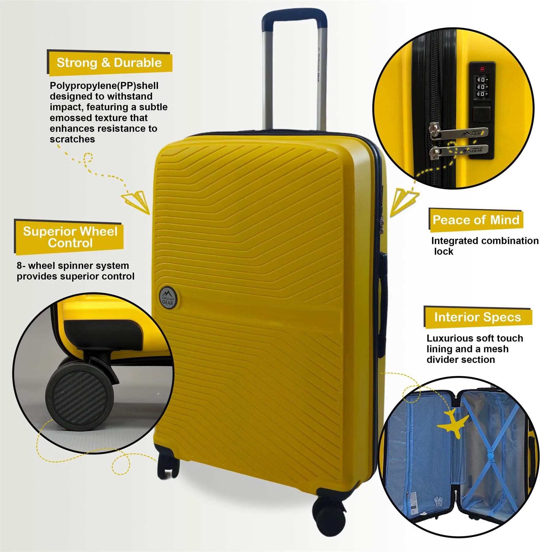 Acton Cabin Hard Shell Suitcase in Yellow - Image 6