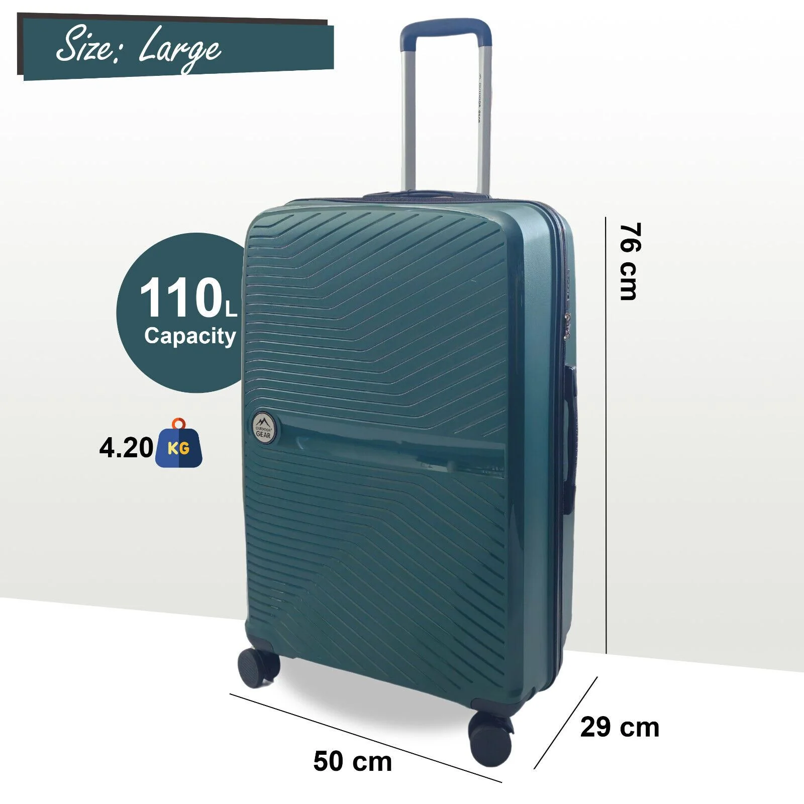 Acton Large Hard Shell Suitcase in Green - Image 5