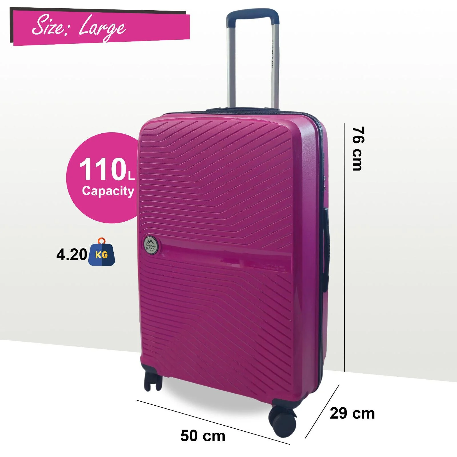 Acton Large Hard Shell Suitcase in Pink - Image 5