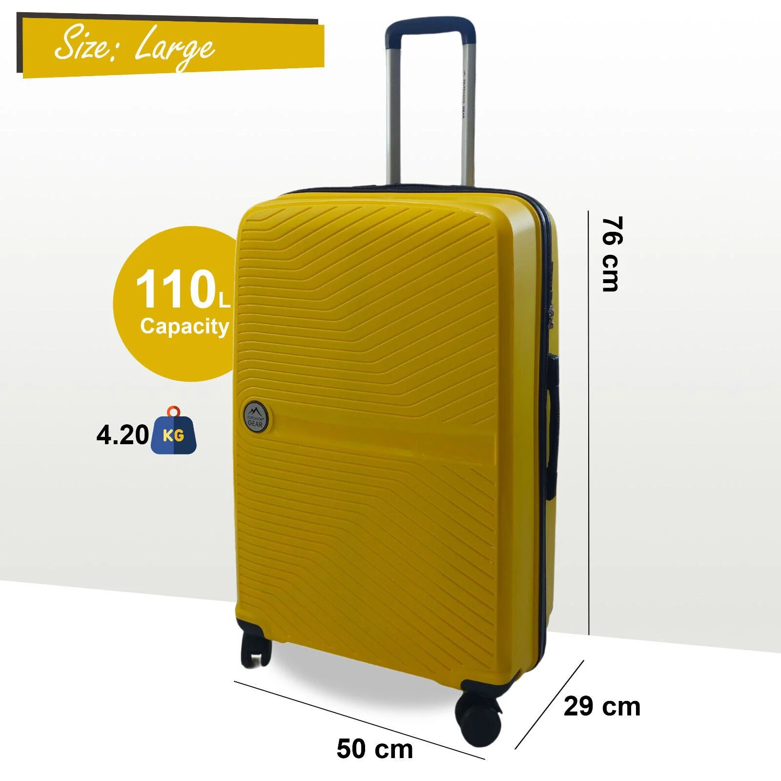 Acton Large Hard Shell Suitcase in Yellow - Image 5