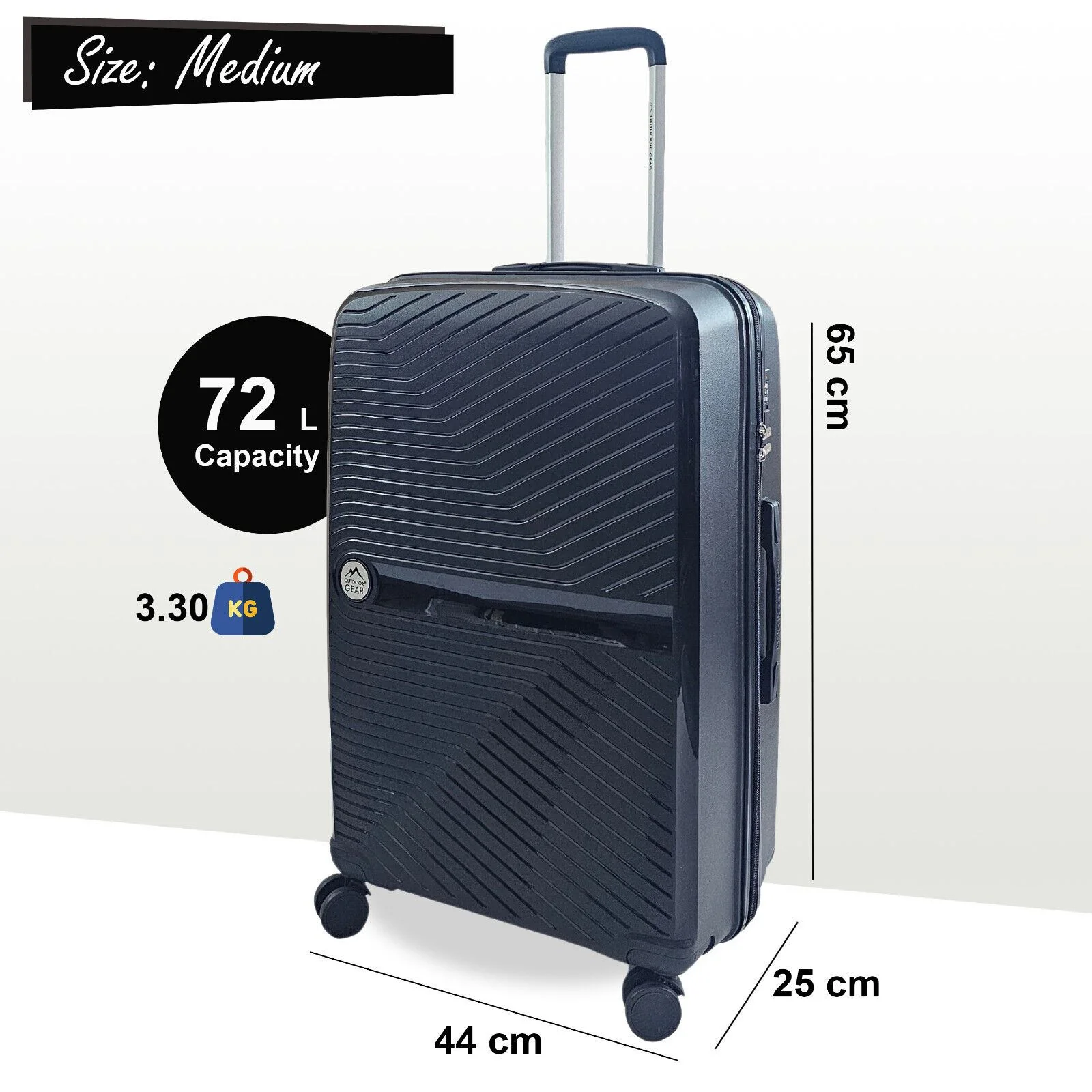 Acton Medium Hard Shell Suitcase in Black - Image 5