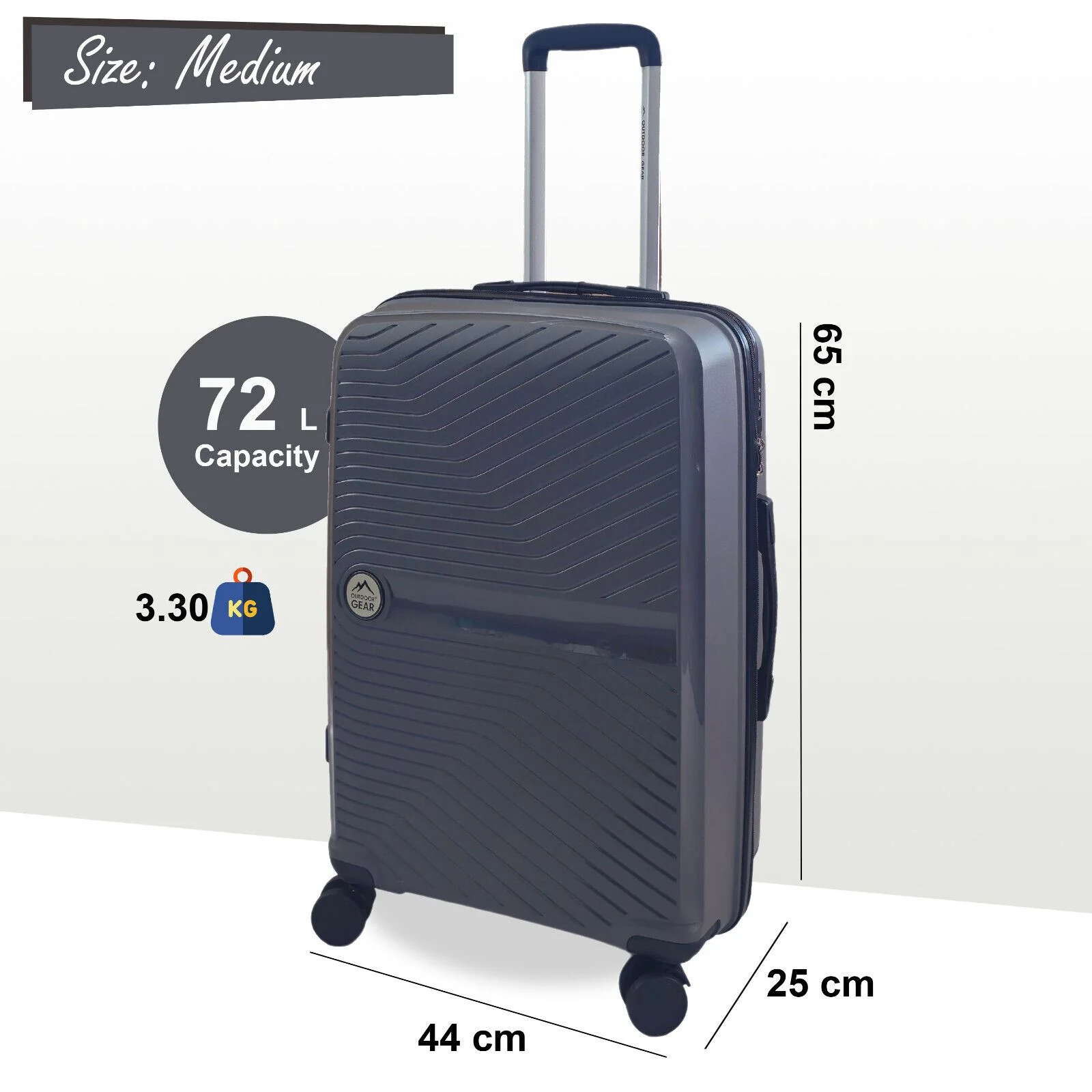 Acton Medium Hard Shell Suitcase in Grey - Image 5