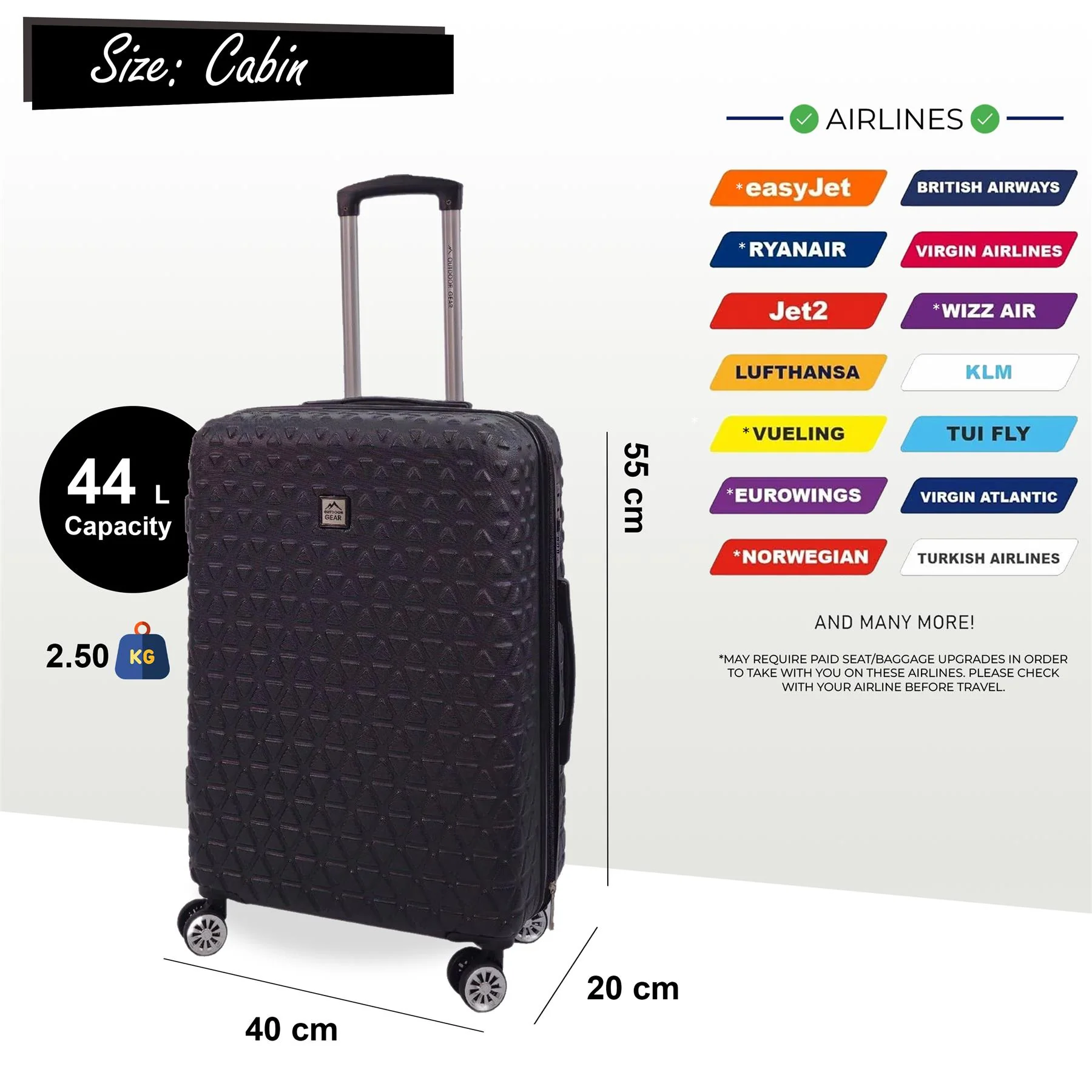 Adlington Cabin Hard Shell Suitcase in Black - Image 6