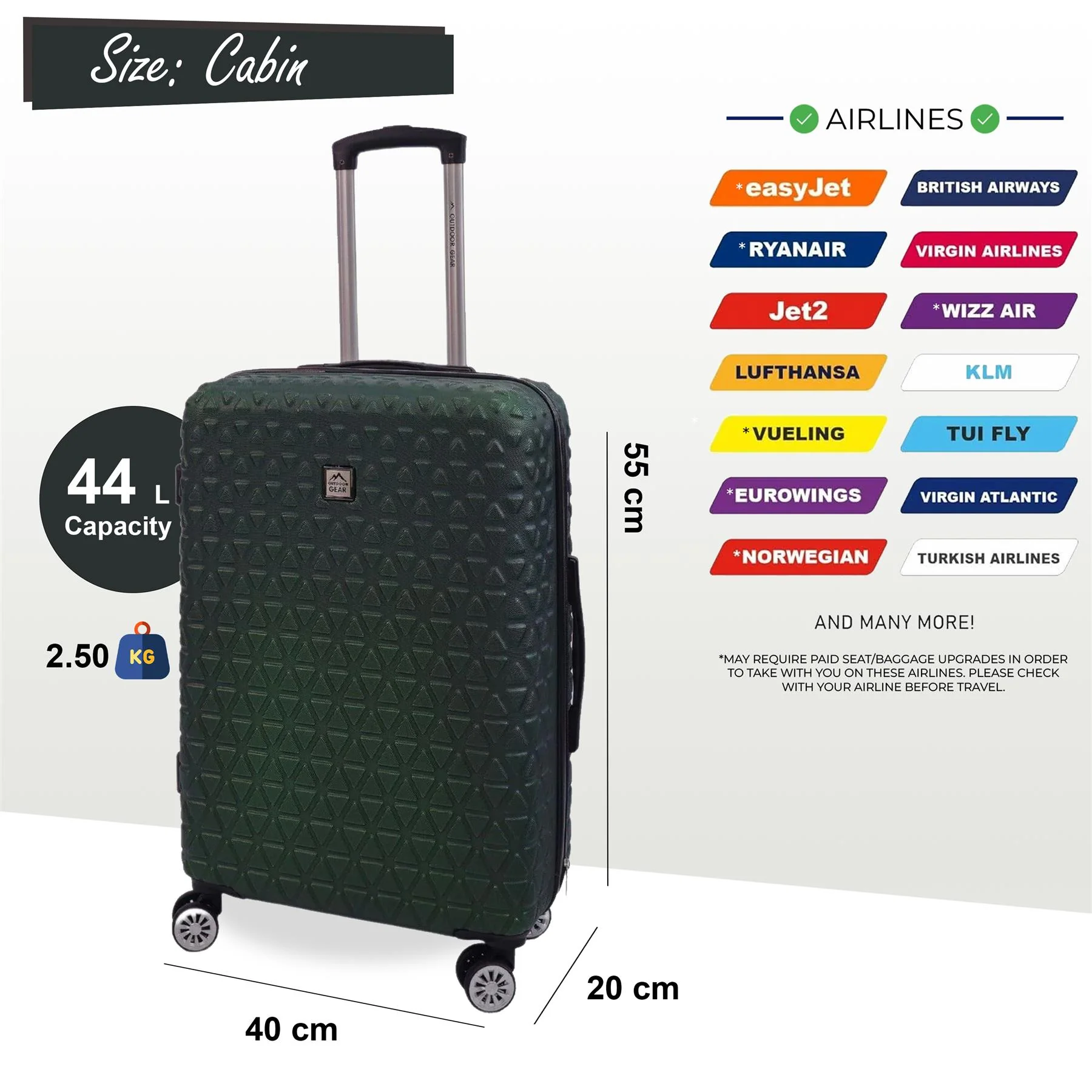 Adlington Cabin Hard Shell Suitcase in Green - Image 6
