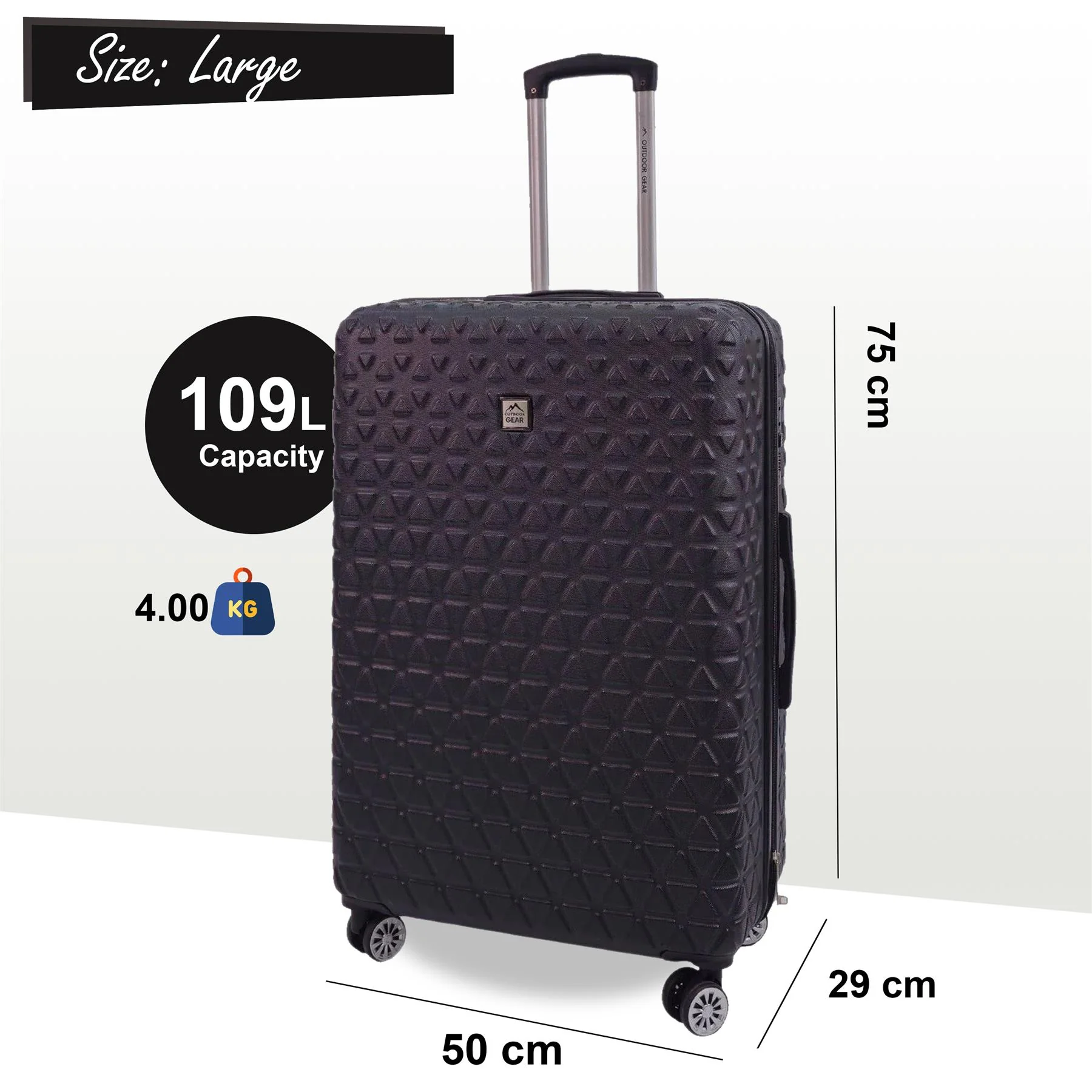 Adlington Large Hard Shell Suitcase in Black - Image 6
