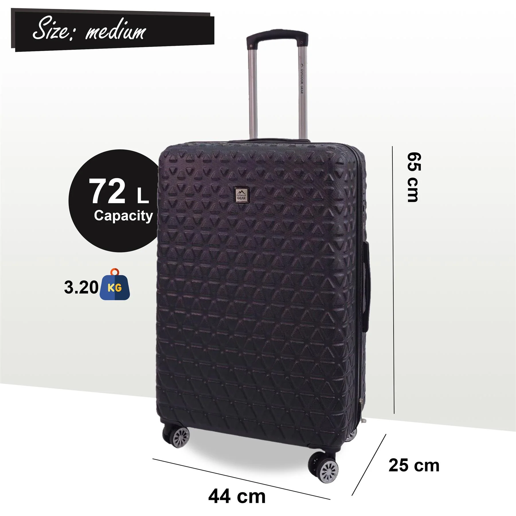Adlington Medium Hard Shell Suitcase in Black - Image 6