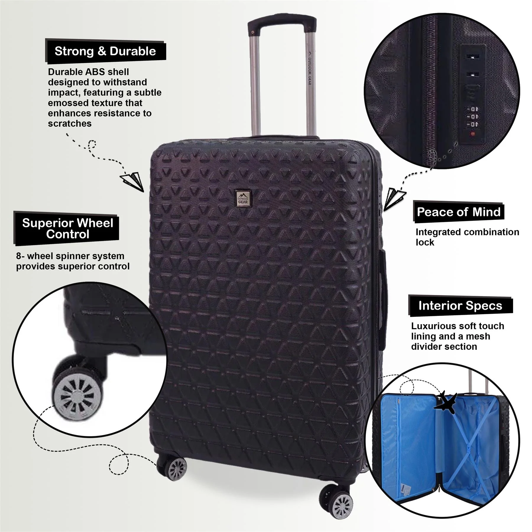 Adlington Medium Hard Shell Suitcase in Black - Image 7