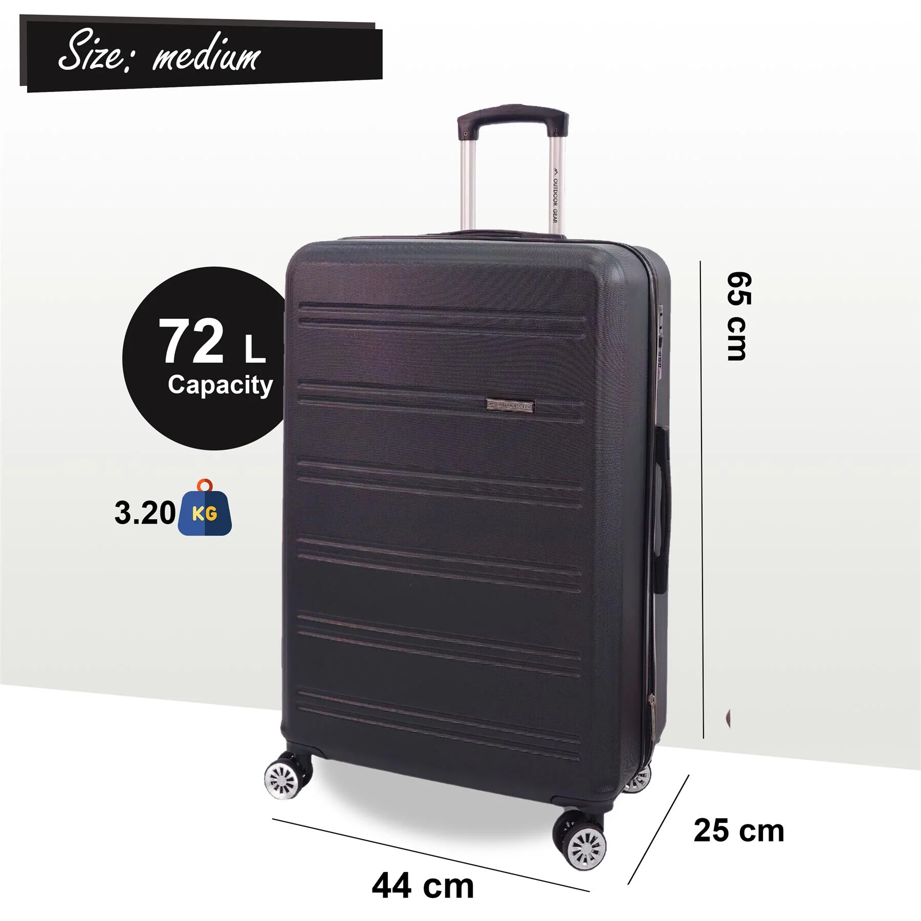 Alford Medium Hard Shell Suitcase in Black - Image 6