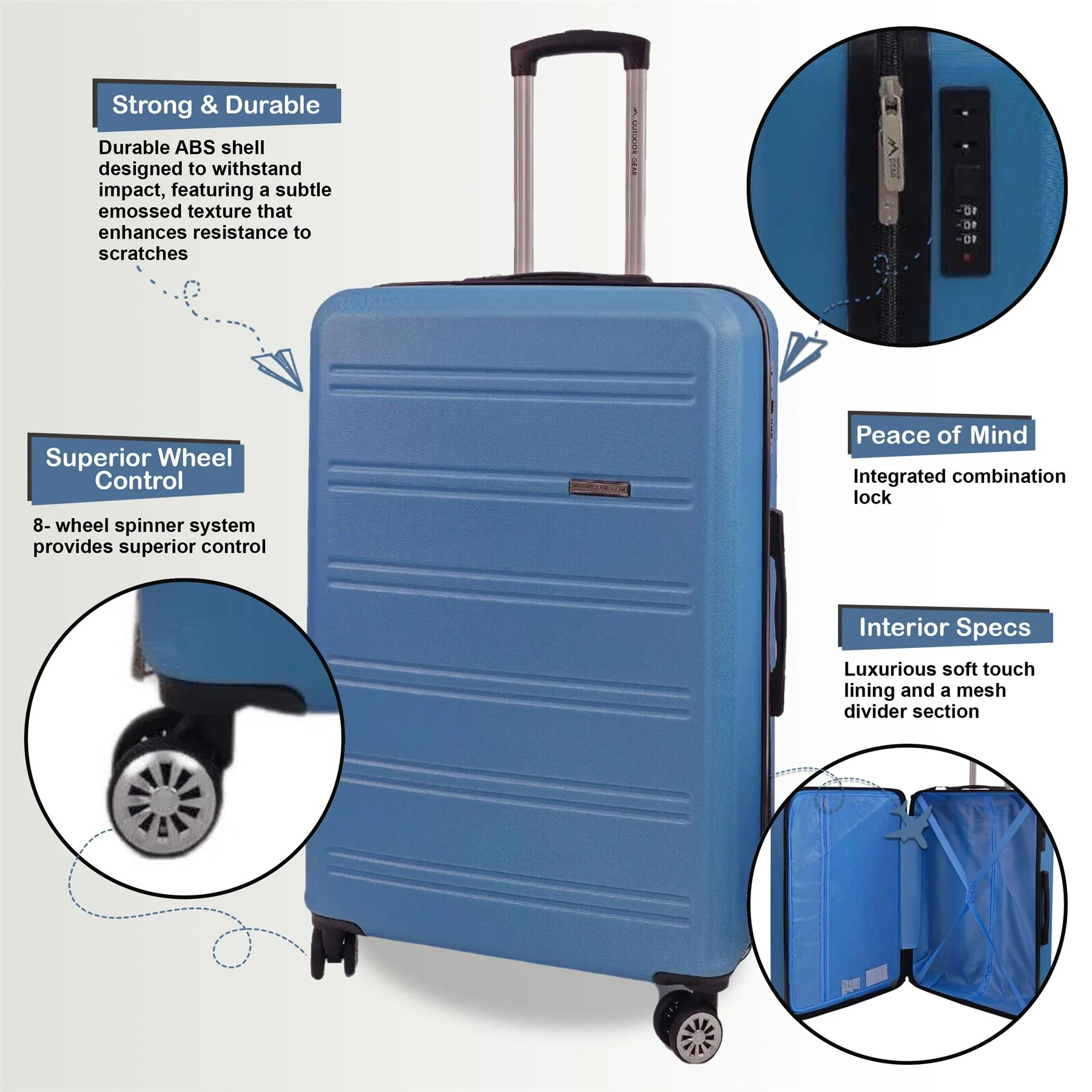 Alford Set of 3 Hard Shell Suitcase in Blue - Image 3