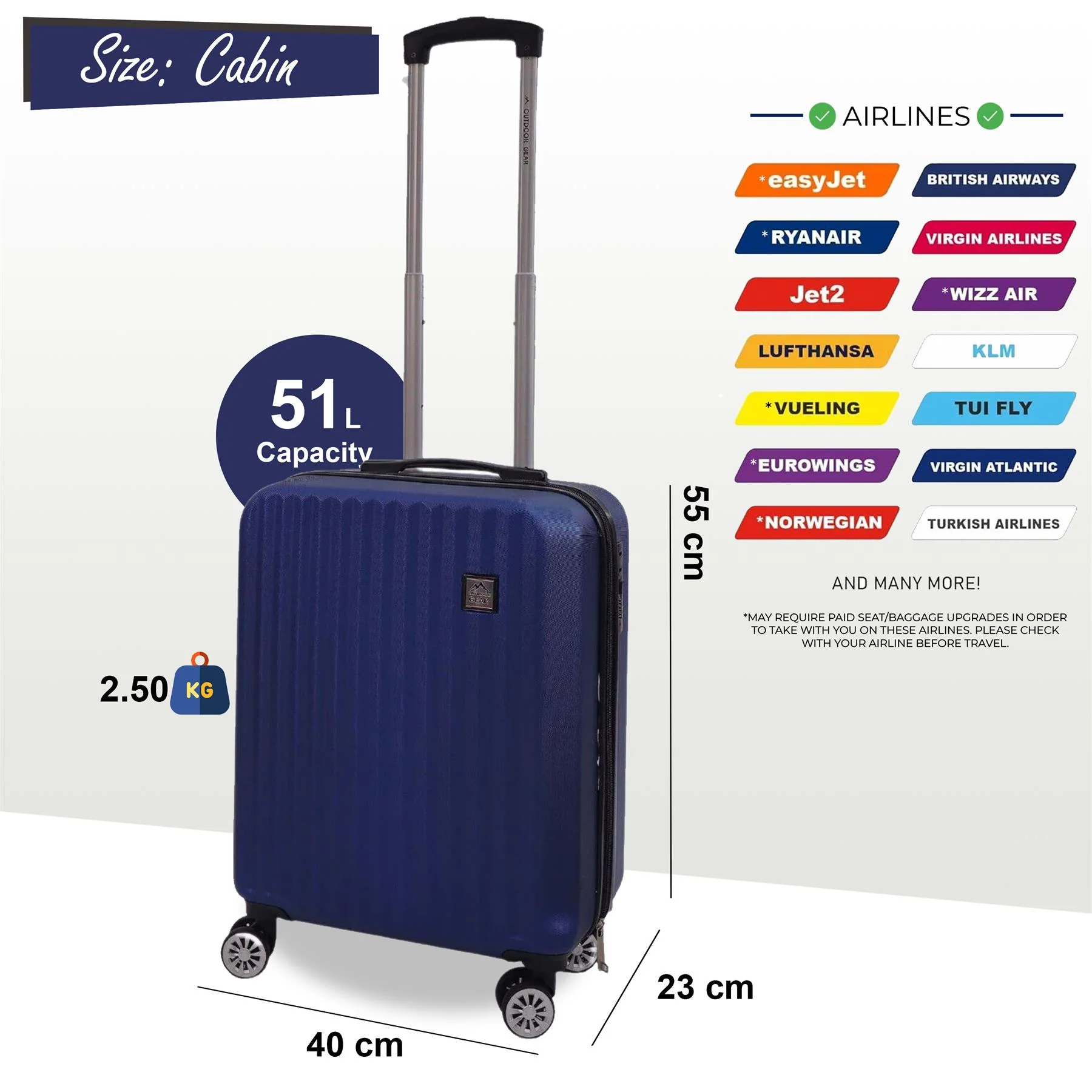 Alsager Cabin Hard Shell Suitcase in Blue - Image 6