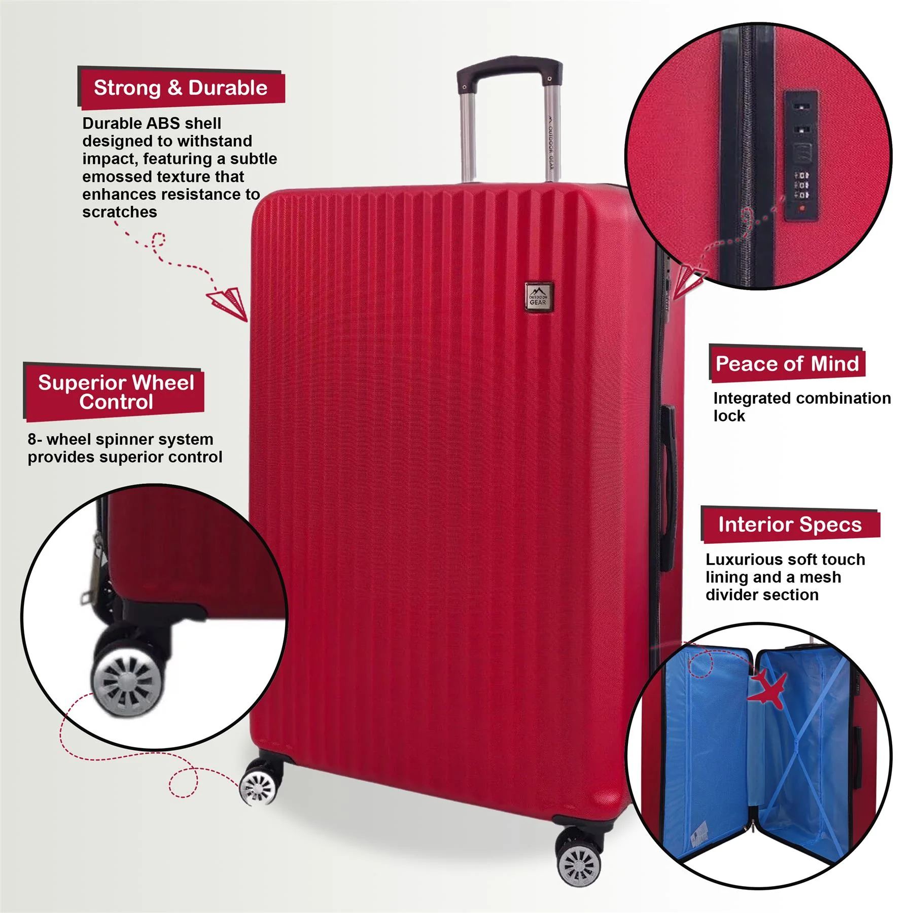 Alsager Cabin Hard Shell Suitcase in Burgundy - Image 7