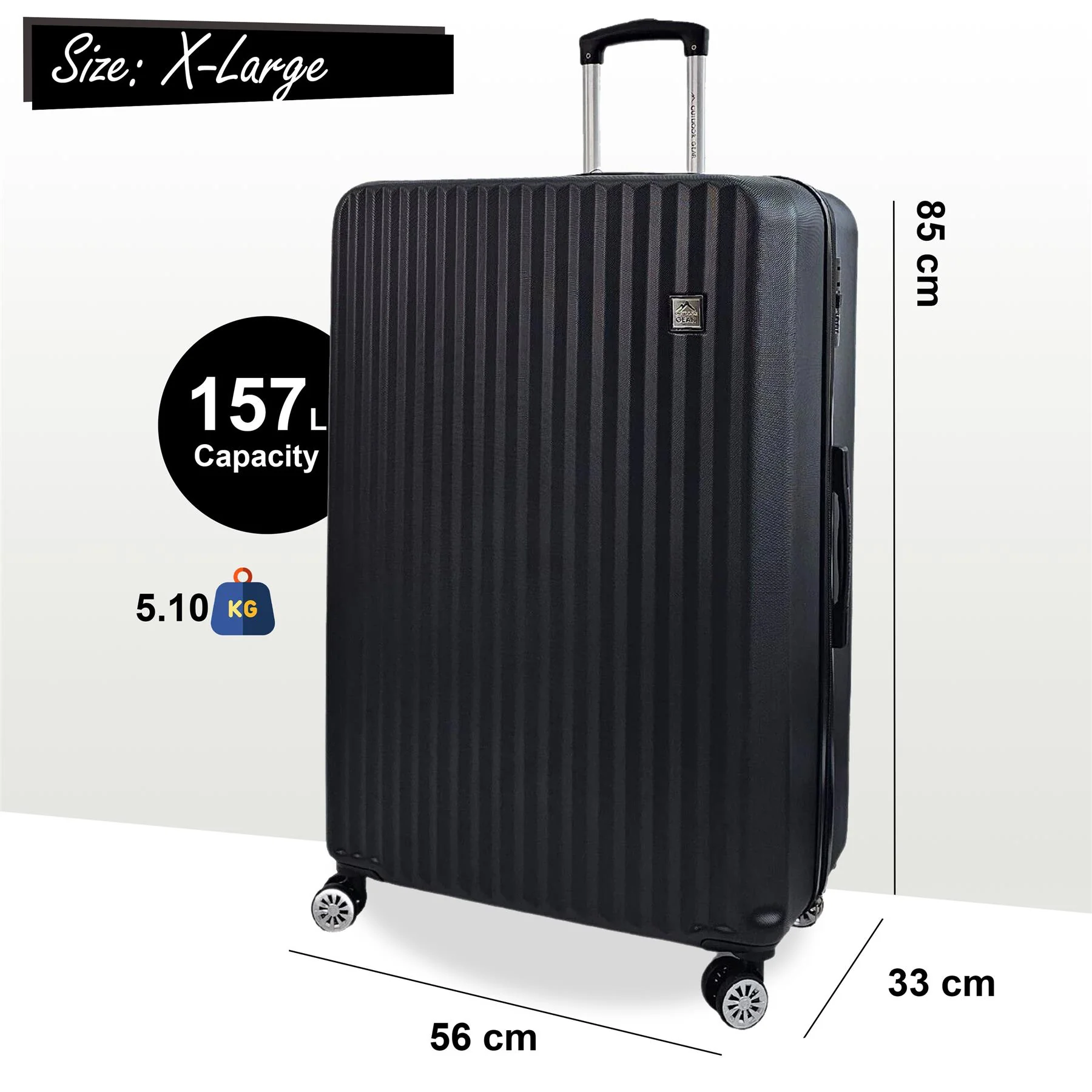 Alsager Extra Large Hard Shell Suitcase in Black - Image 6