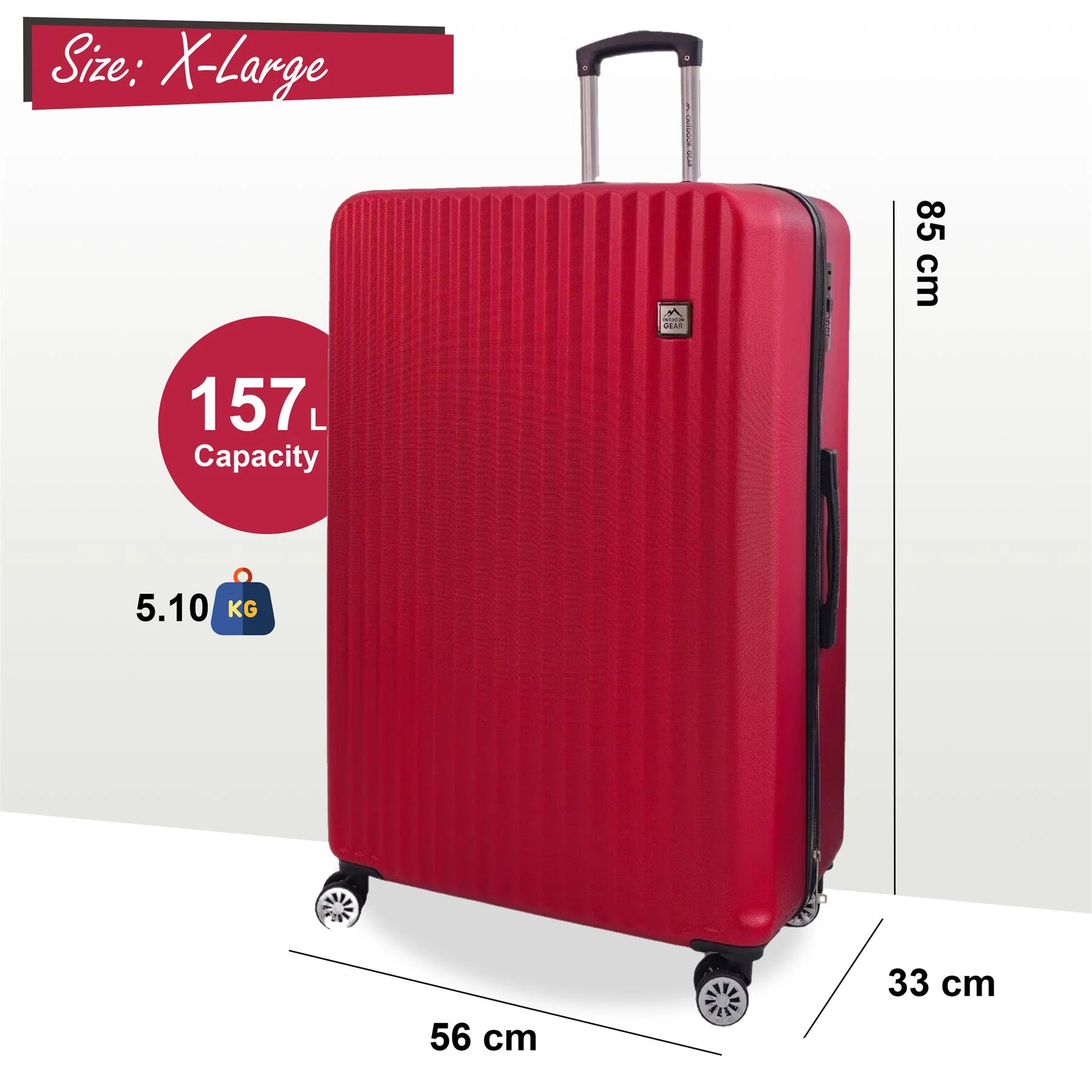 Alsager Extra Large Hard Shell Suitcase in Burgundy - Image 6