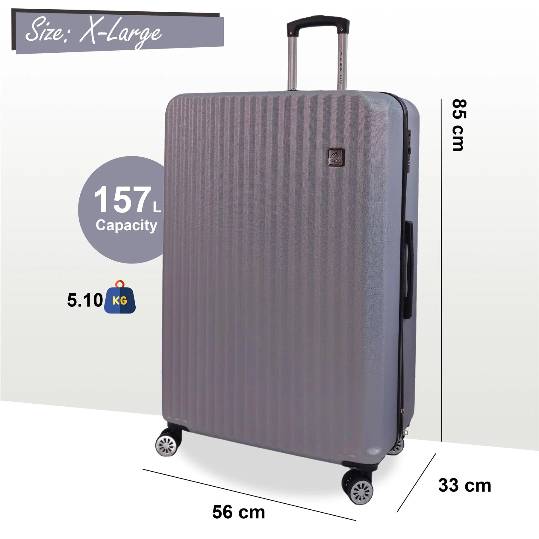 Alsager Extra Large Hard Shell Suitcase in Silver - Image 6