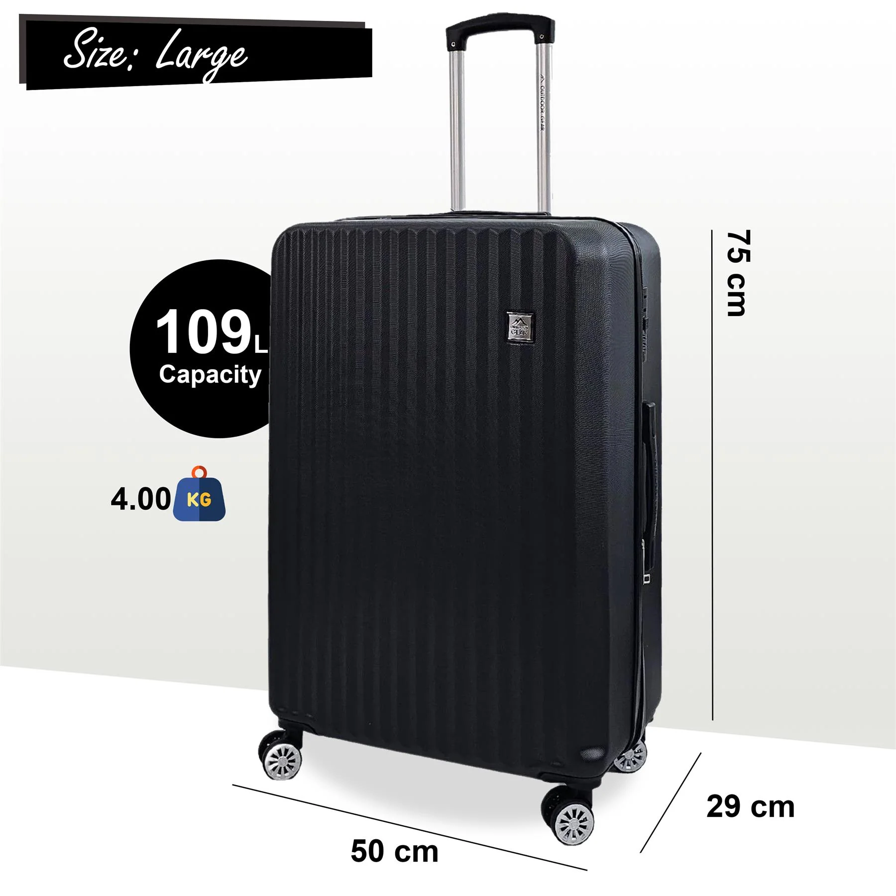 Alsager Large Hard Shell Suitcase in Black - Image 6