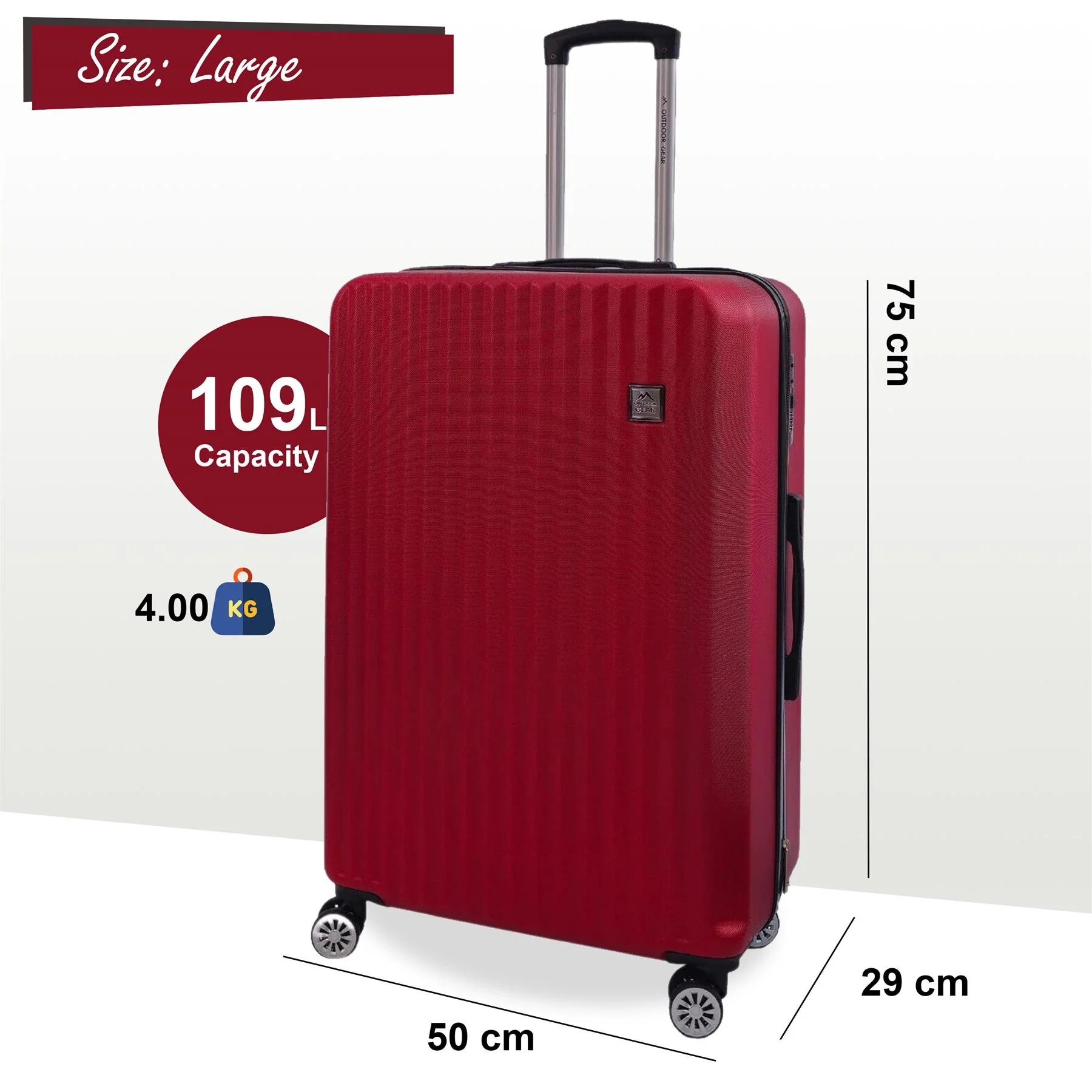 Alsager Large Hard Shell Suitcase in Burgundy - Image 6