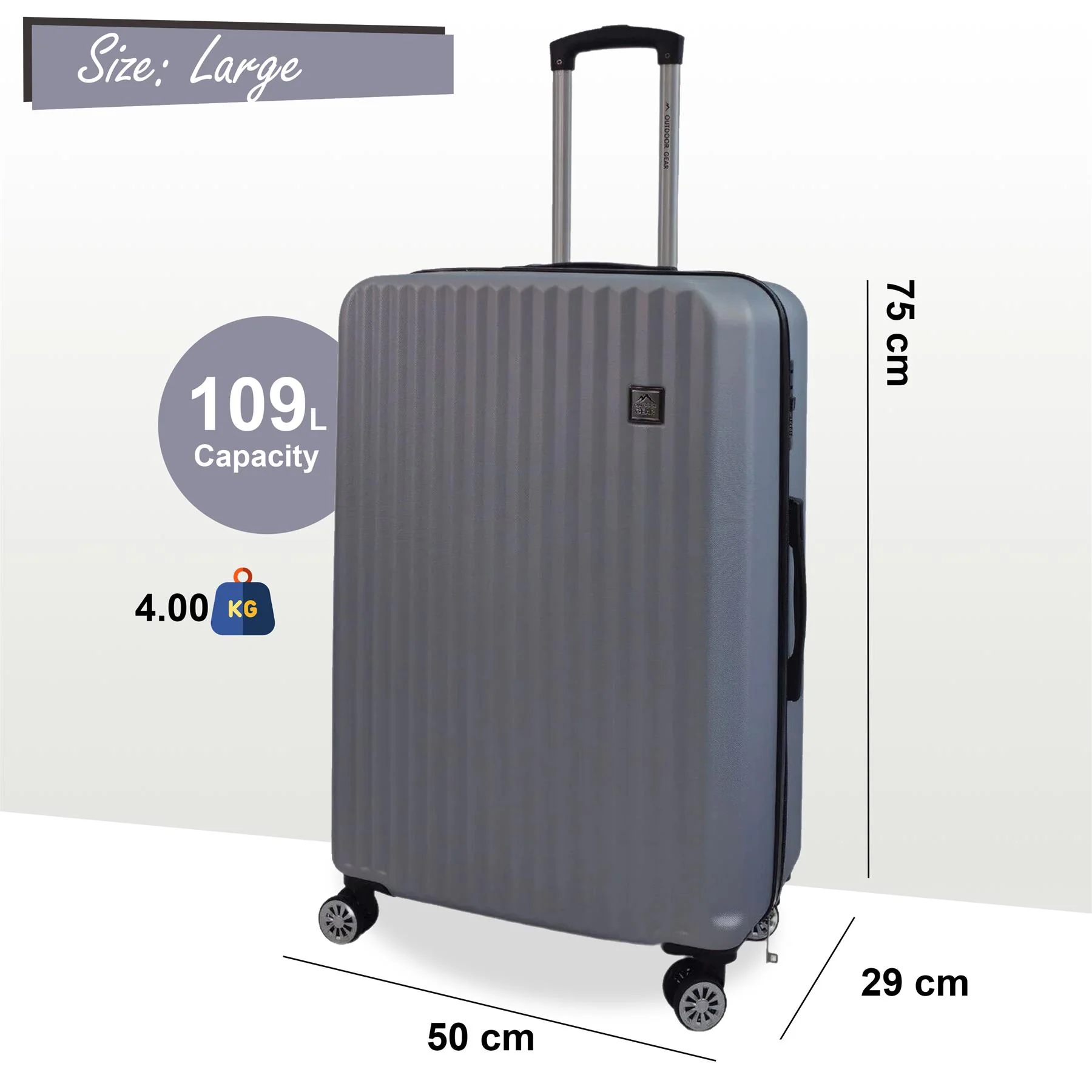 Alsager Large Hard Shell Suitcase in Silver - Image 6