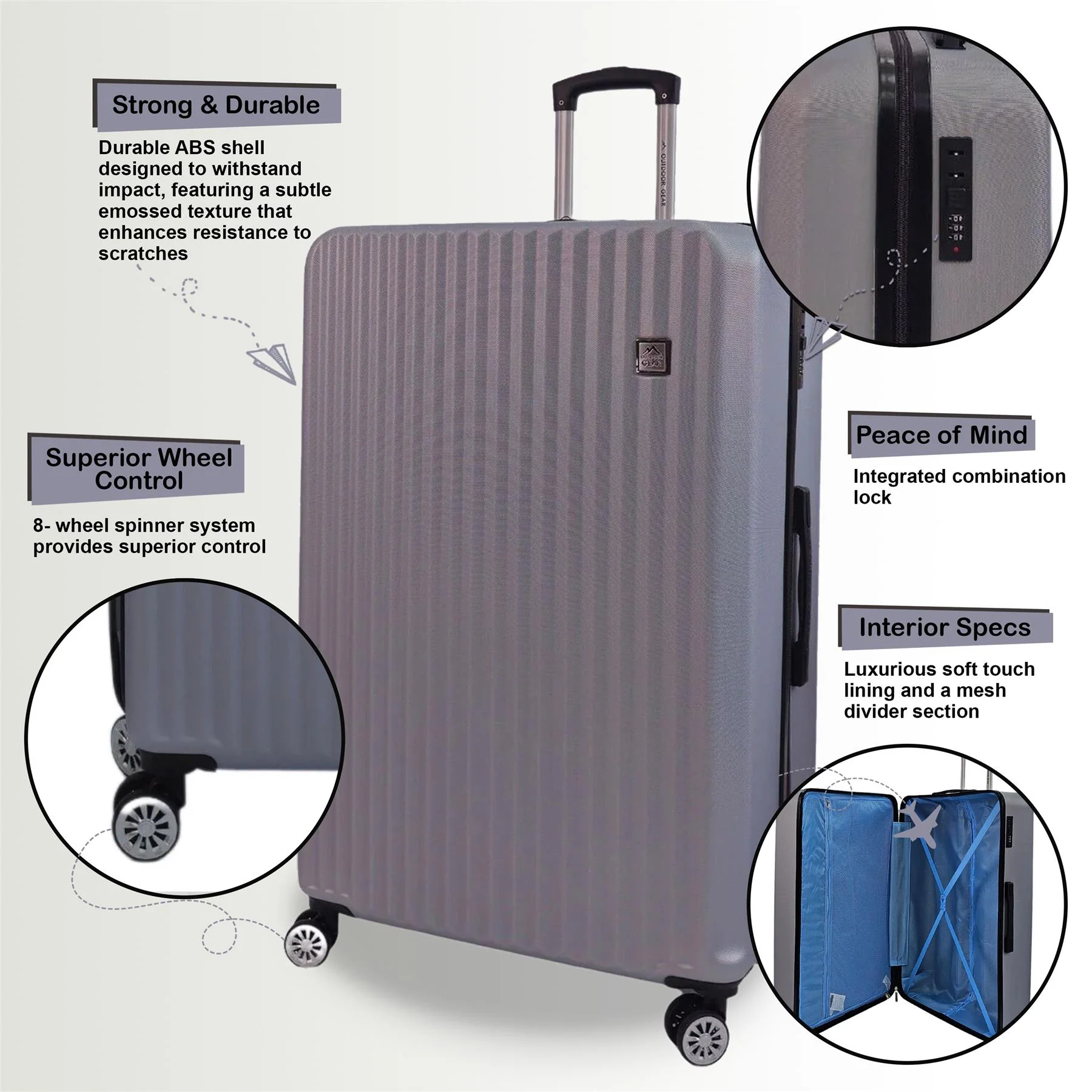 Alsager Set of 4 Hard Shell Suitcase in Silver - Image 3