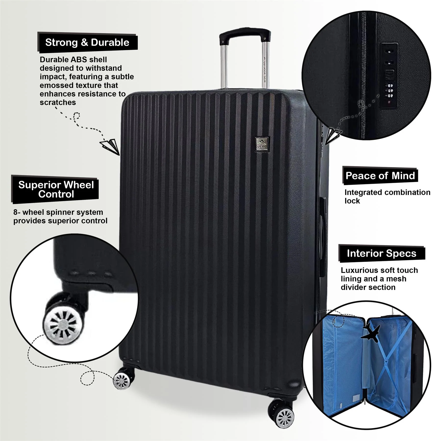 Alsager Underseat Hard Shell Suitcase in Black - Image 7