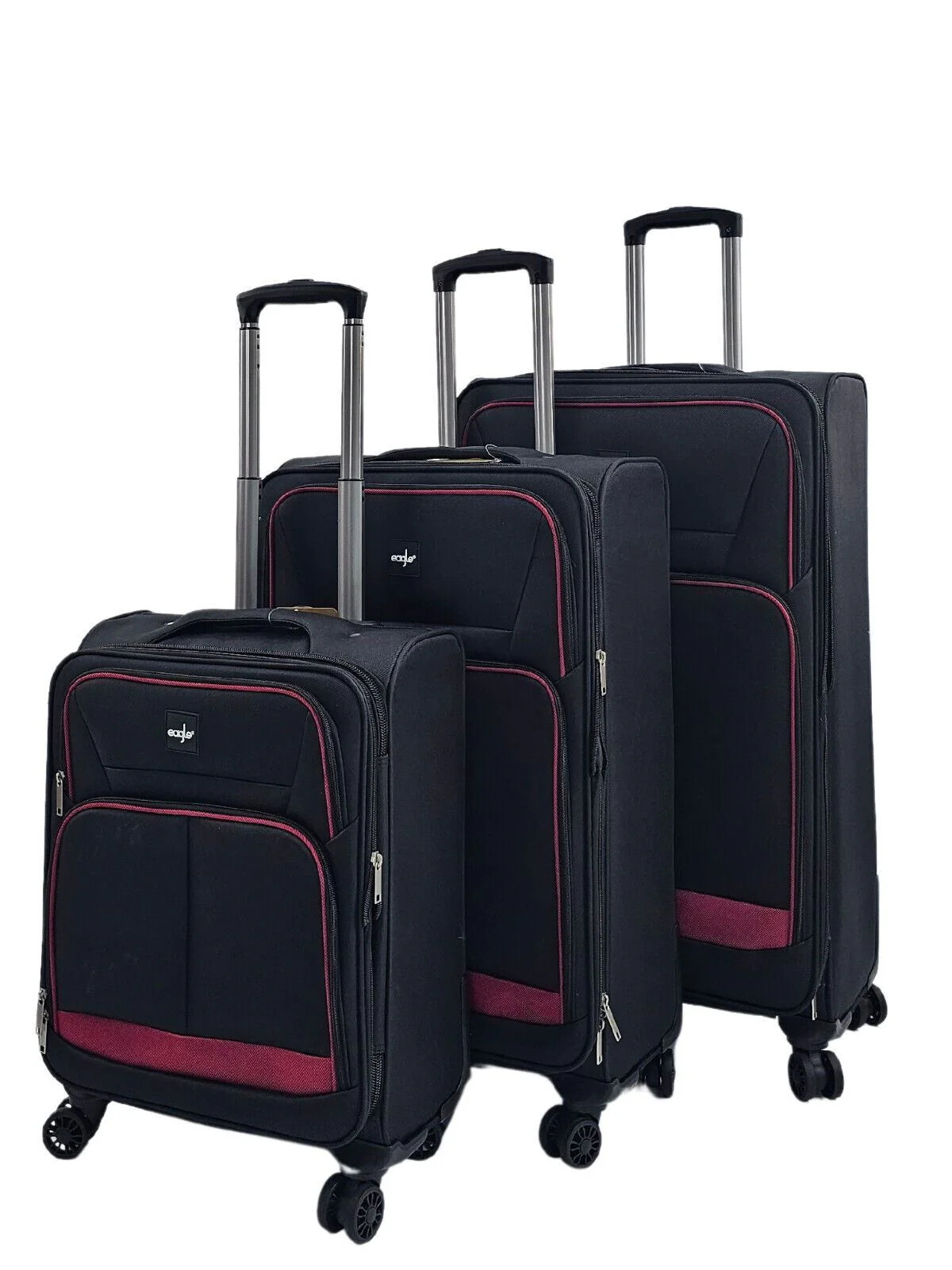 Andover Set of 3 Soft Shell Suitcase in Black - Image 4