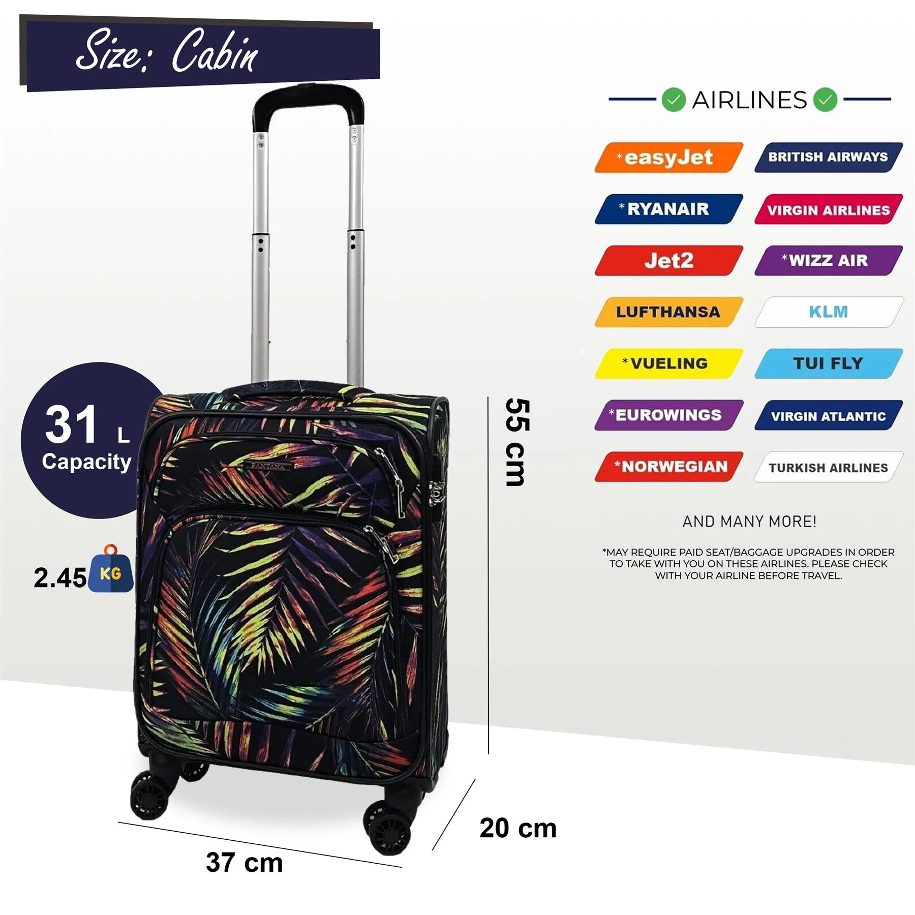 Ashbourne Cabin Soft Shell Suitcase in Leaf - Image 6