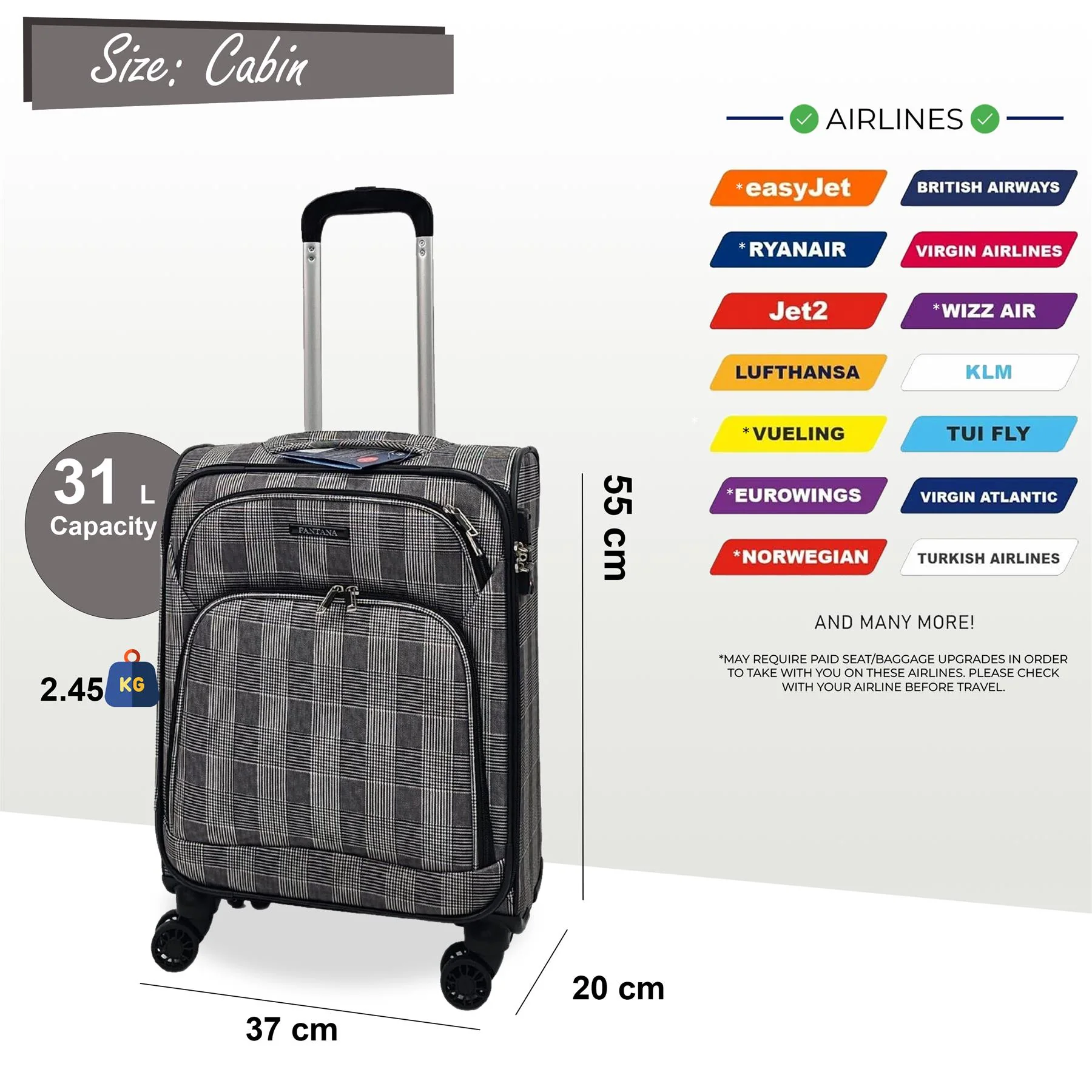 Ashbourne Cabin Soft Shell Suitcase in Stripe - Image 6