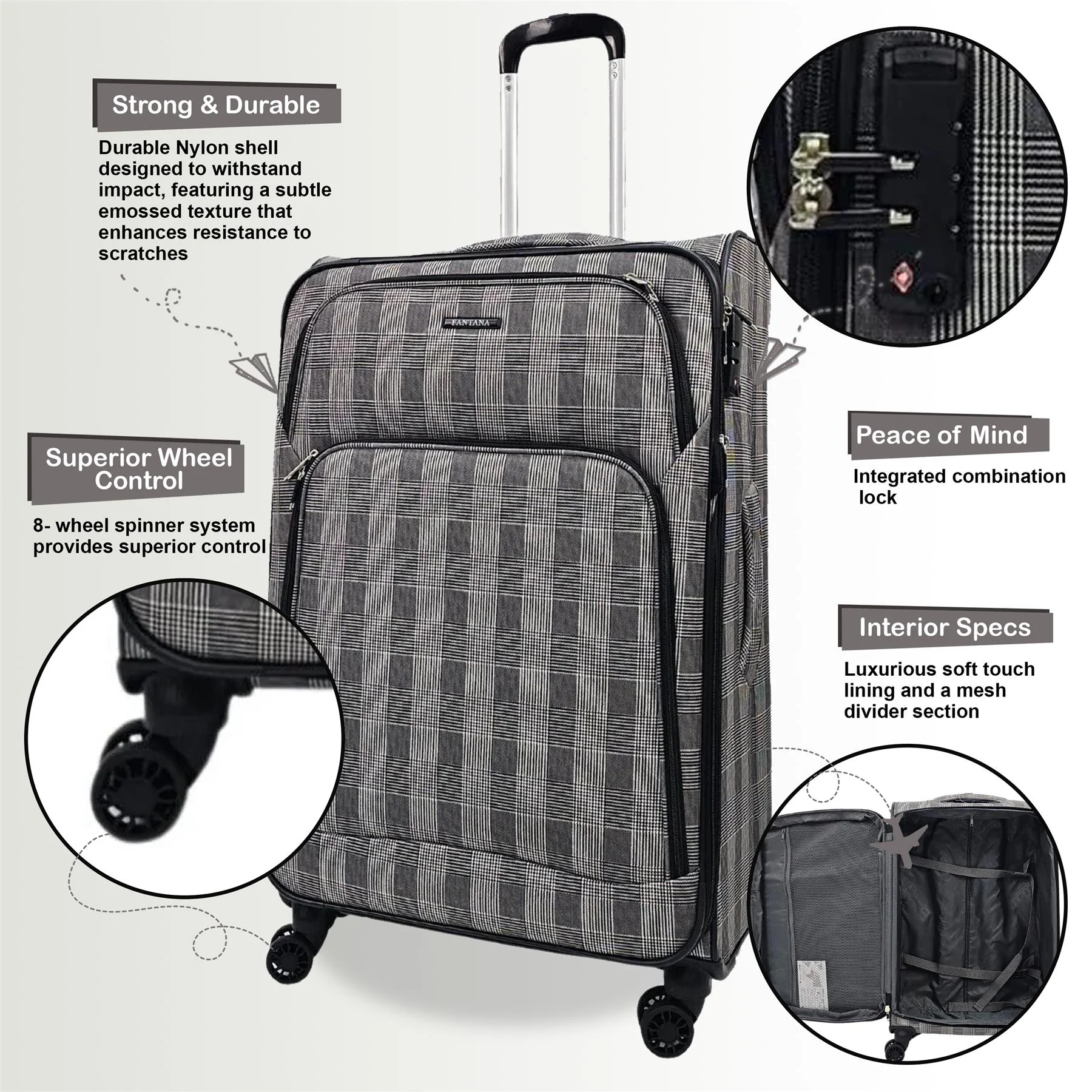 Ashbourne Cabin Soft Shell Suitcase in Stripe - Image 7
