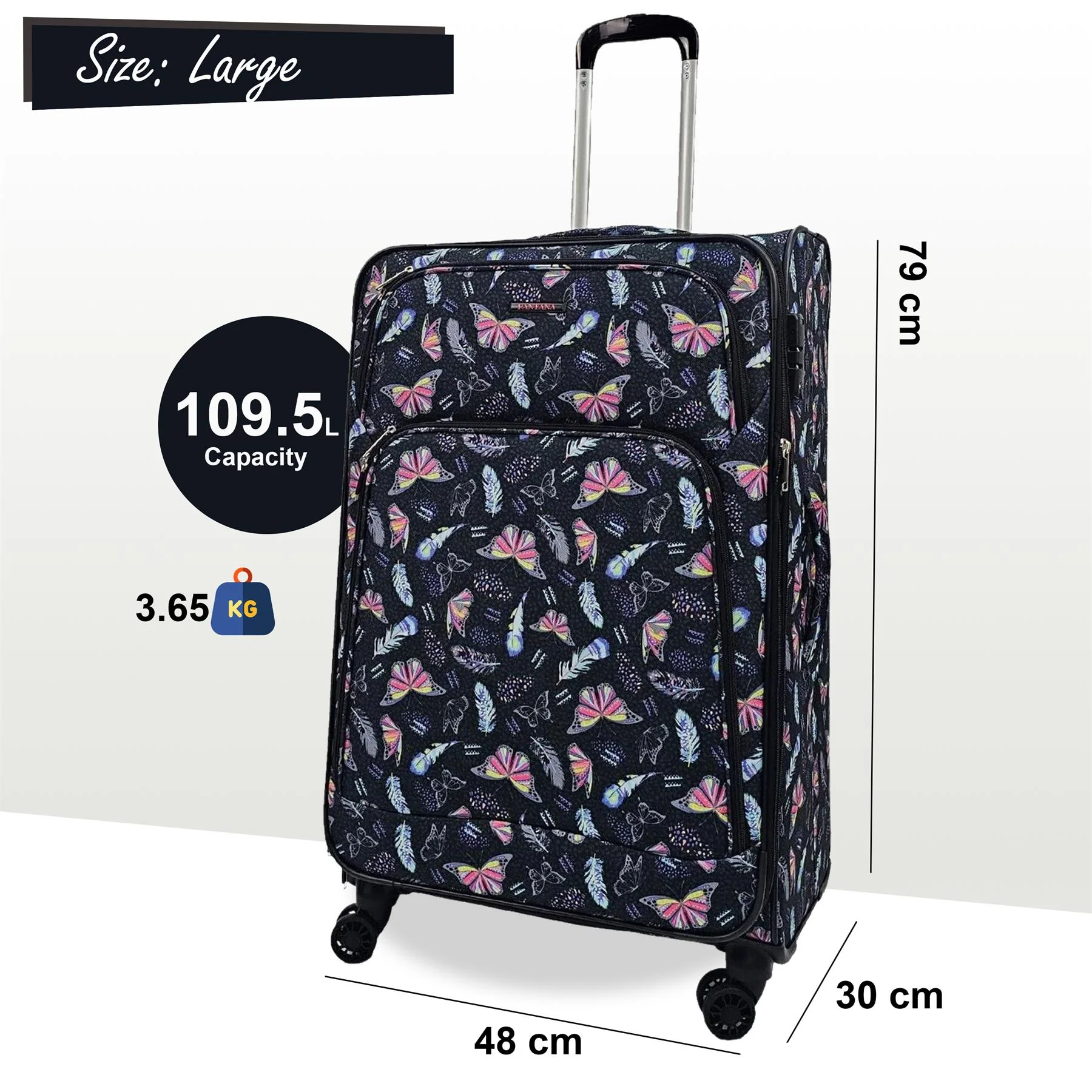 Ashbourne Large Soft Shell Suitcase in Butterfly - Image 6