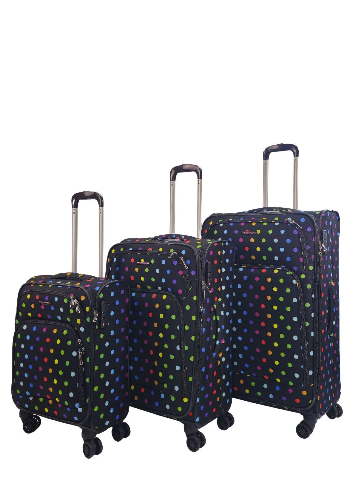 Ashbourne Set of 3 Soft Shell Suitcase in Dots - Image 4
