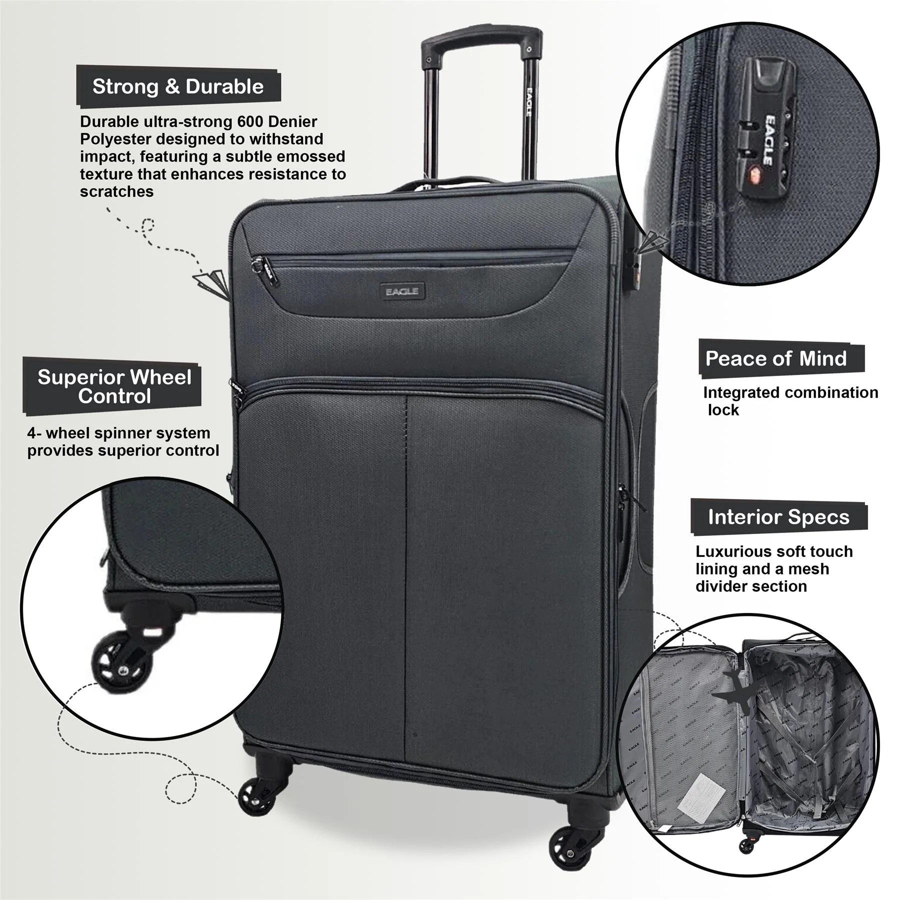 Ashford Cabin Soft Shell Suitcase in Grey - Image 3