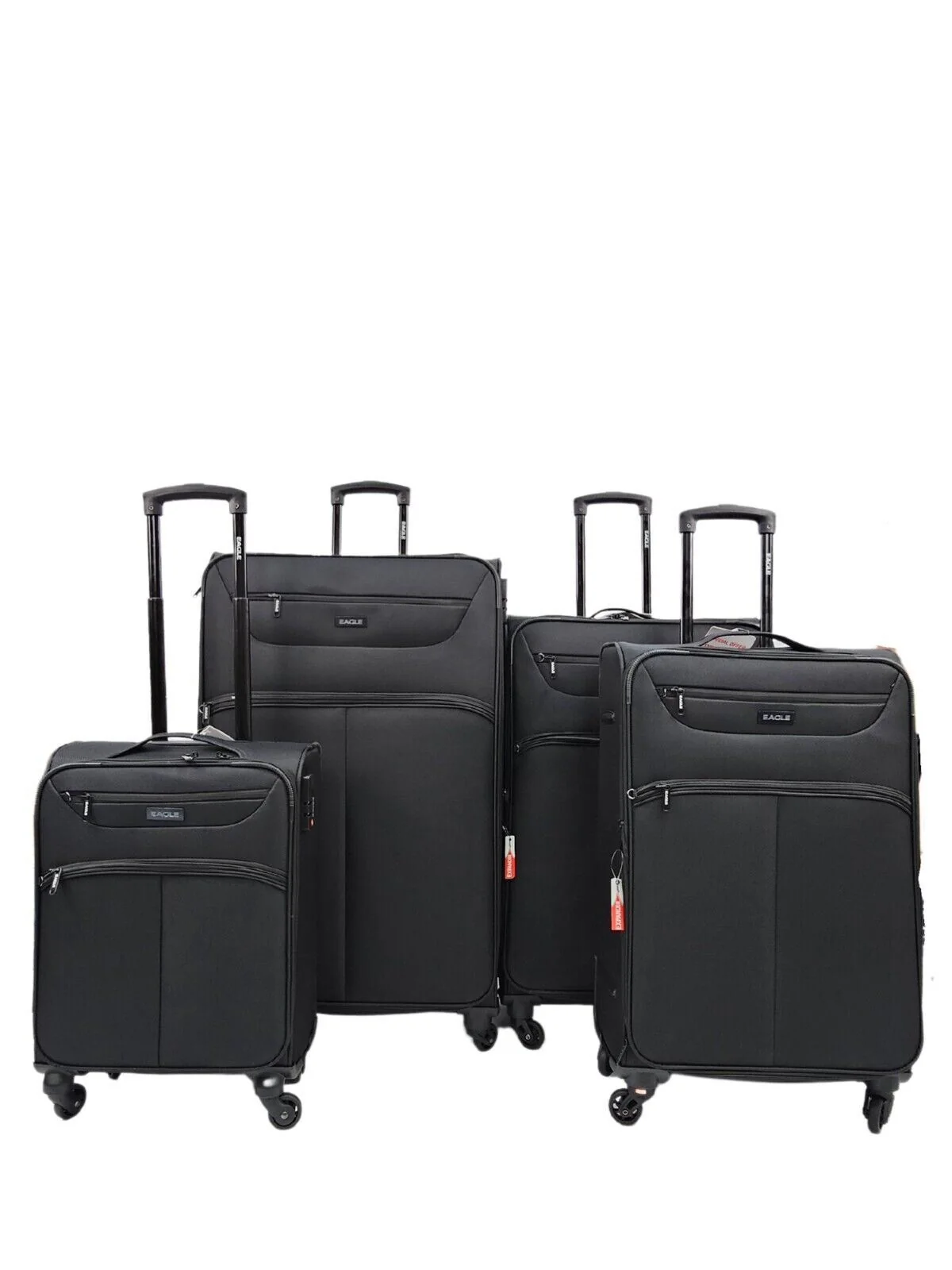 Ashford Set of 4 Soft Shell Suitcase in Black - Image 4