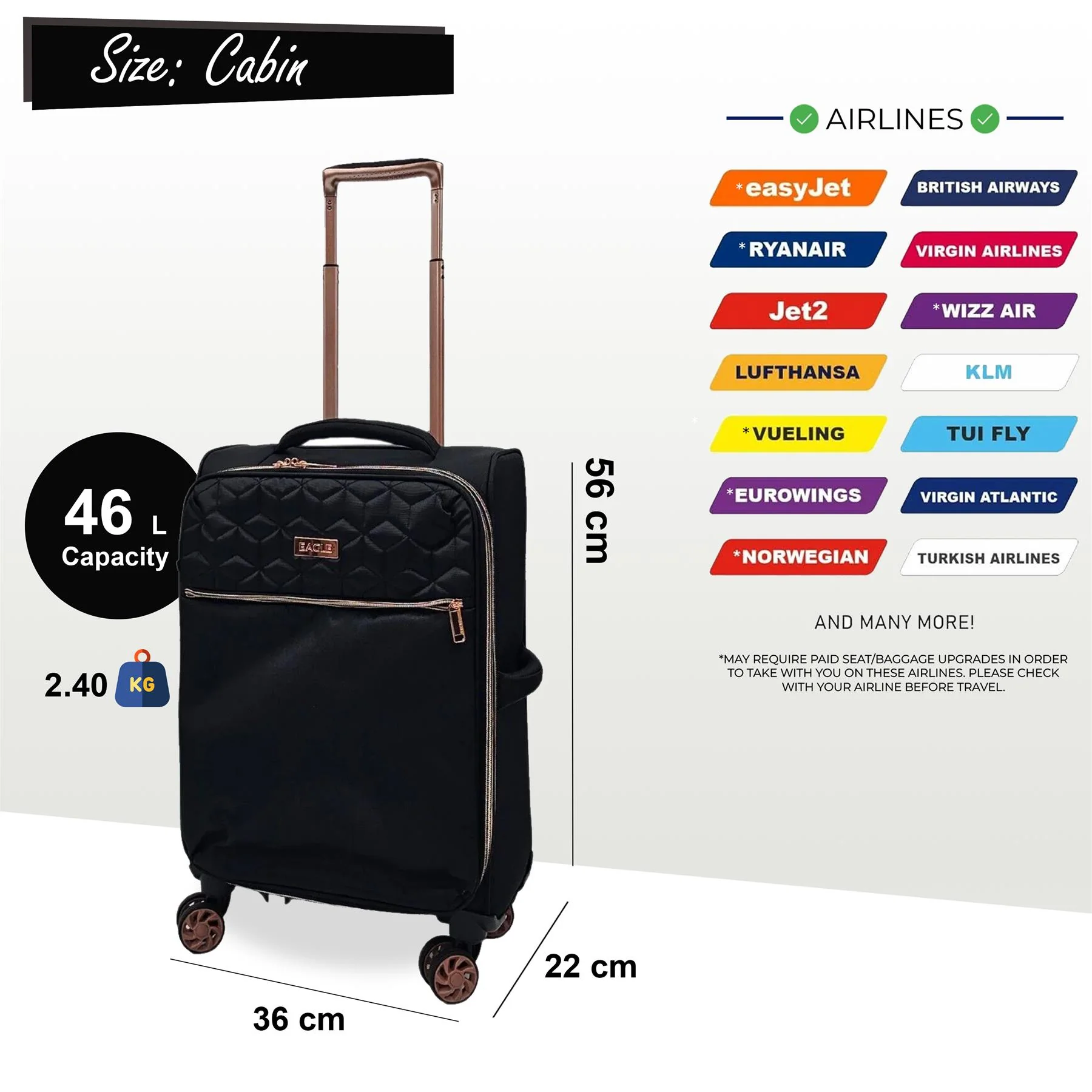 Bexley Cabin Soft Shell Suitcase in Black - Image 5