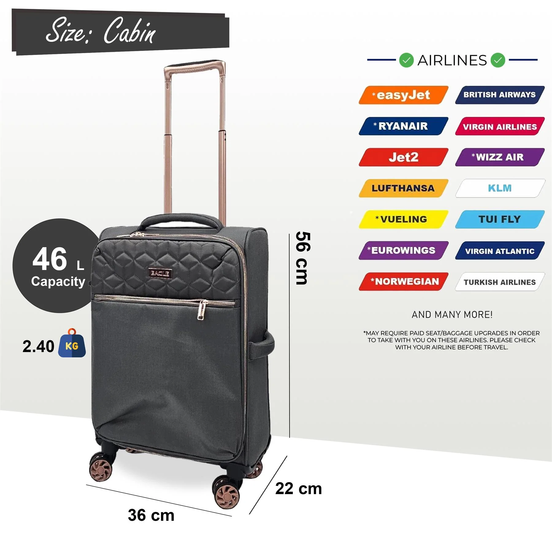 Bexley Cabin Soft Shell Suitcase in Grey - Image 6