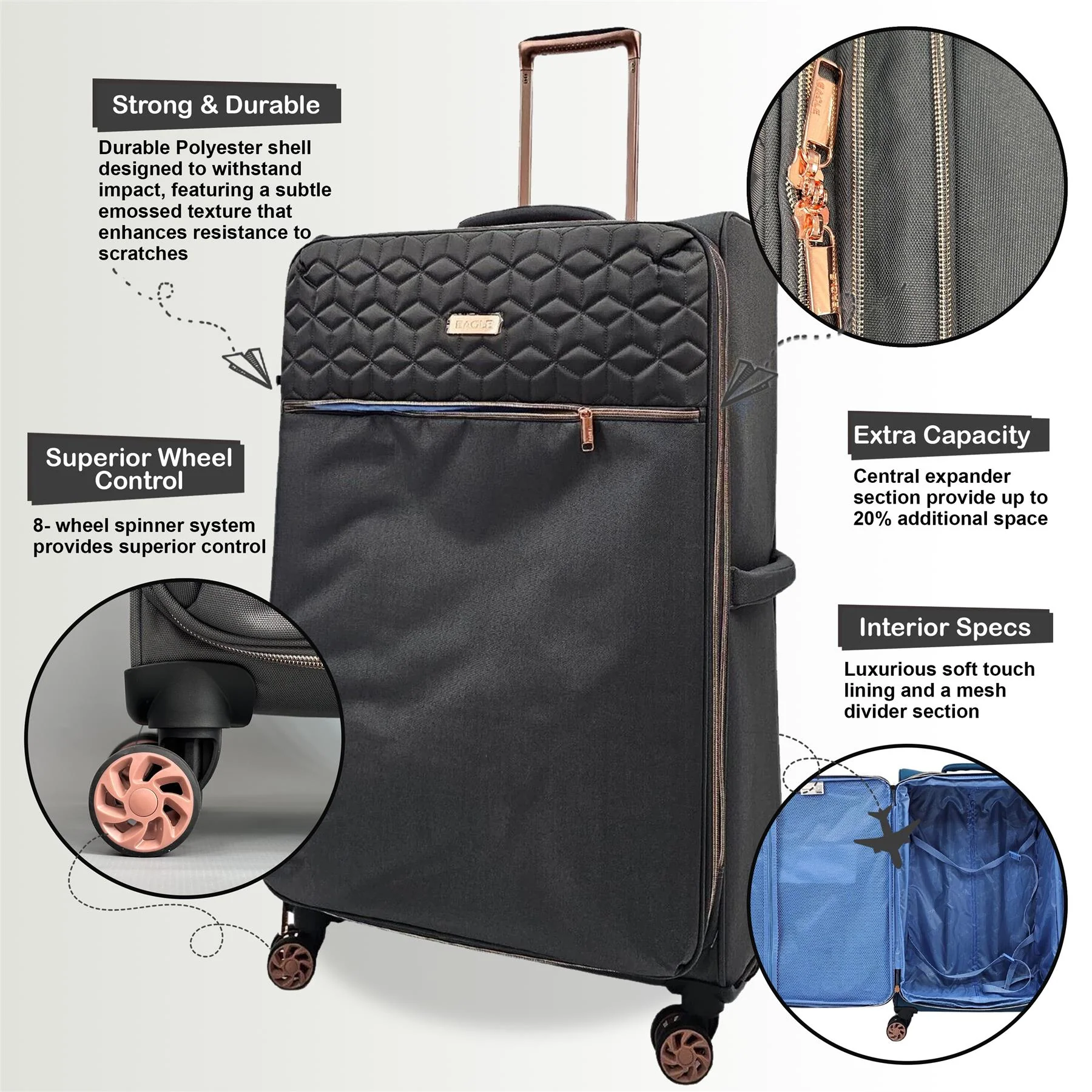 Bexley Cabin Soft Shell Suitcase in Grey - Image 7