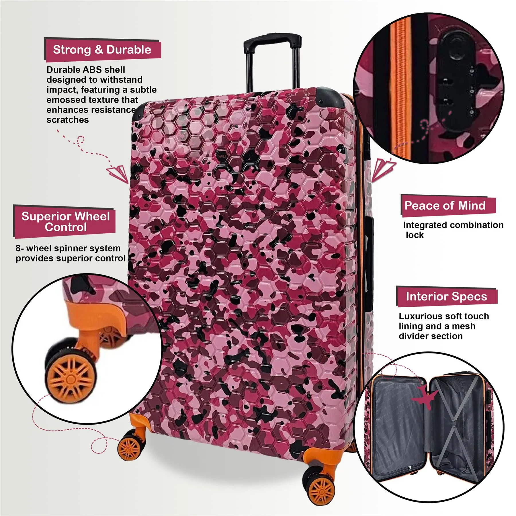 Brewood Set of 4 Hard Shell Suitcase in Pink - Image 3
