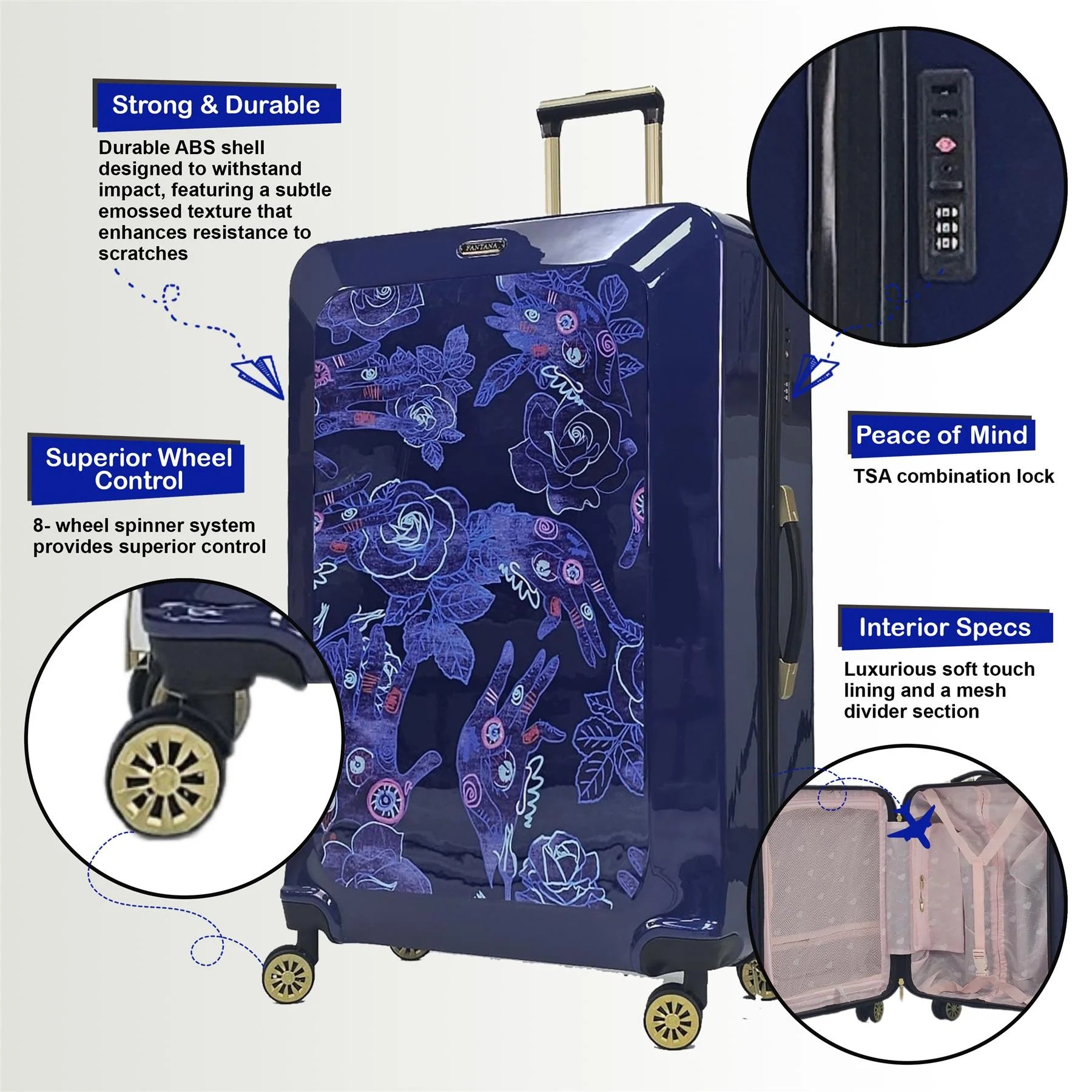 Canvey Cabin Hard Shell Suitcase in Blue - Image 3