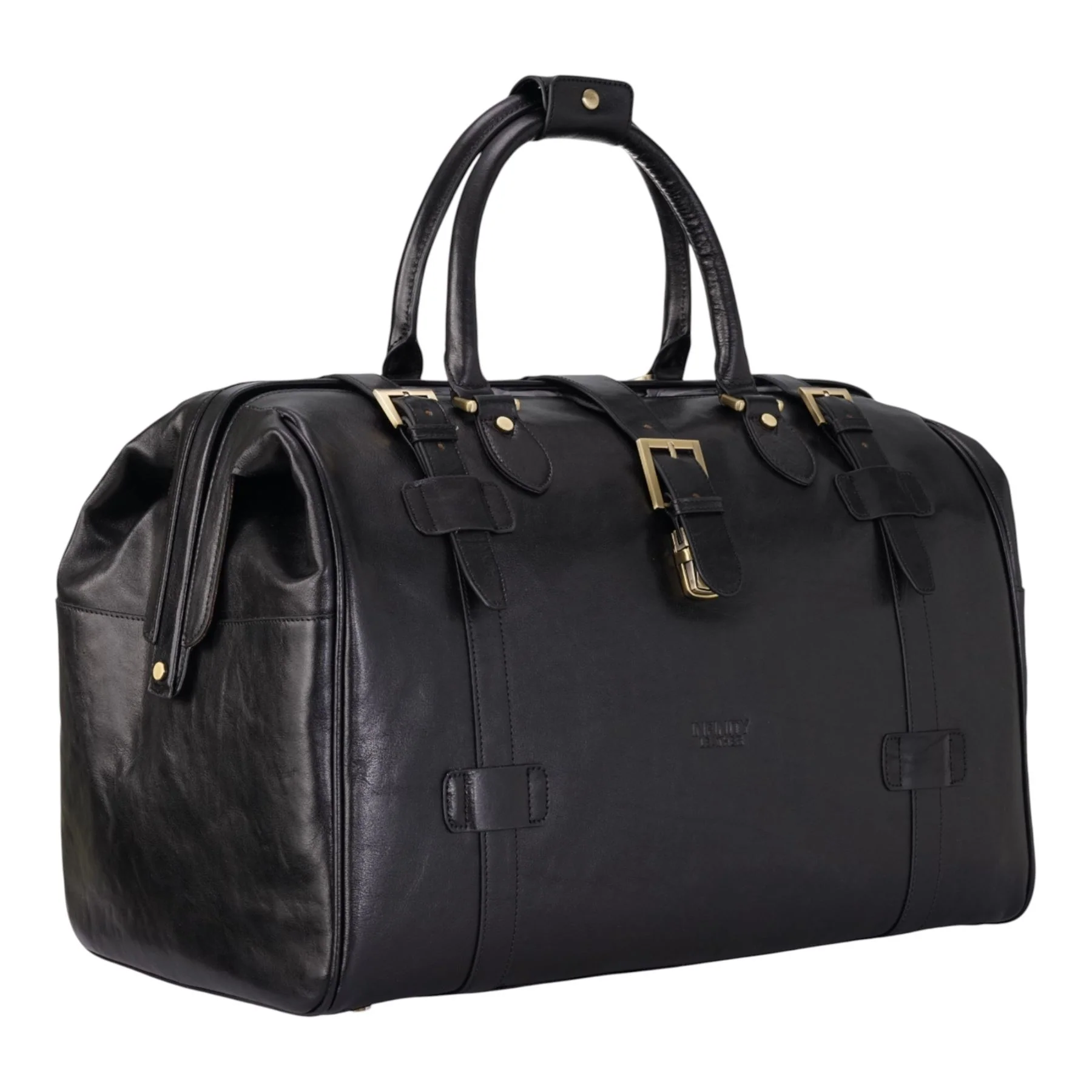 Genuine Leather Black Duffle Holdall Vintage Travel Gym Bag - Windsor - Image 3