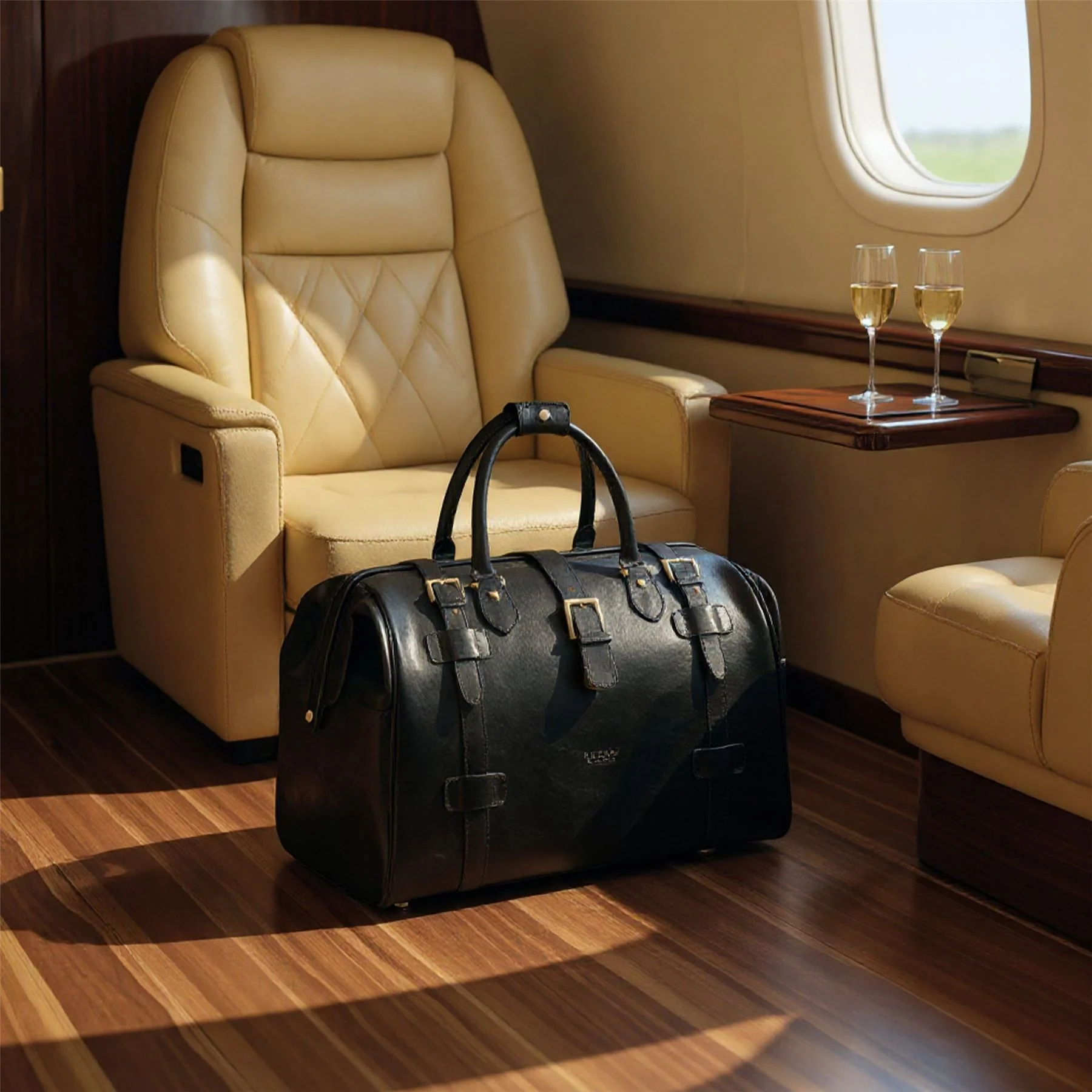 Genuine Leather Black Duffle Holdall Vintage Travel Gym Bag - Windsor - Image 8