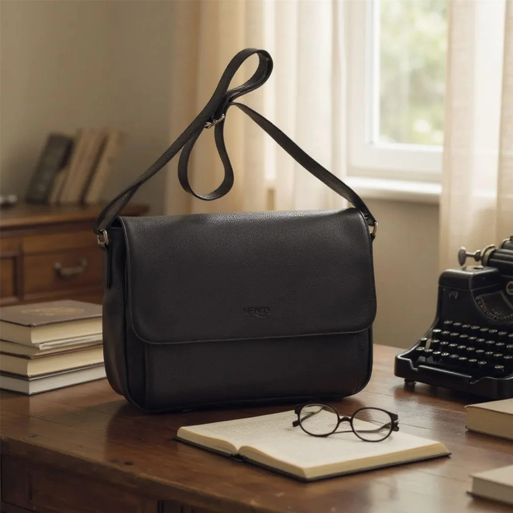 Genuine Leather Black Laptop Bag Travel Work Messenger Satchel - Camden - Image 8