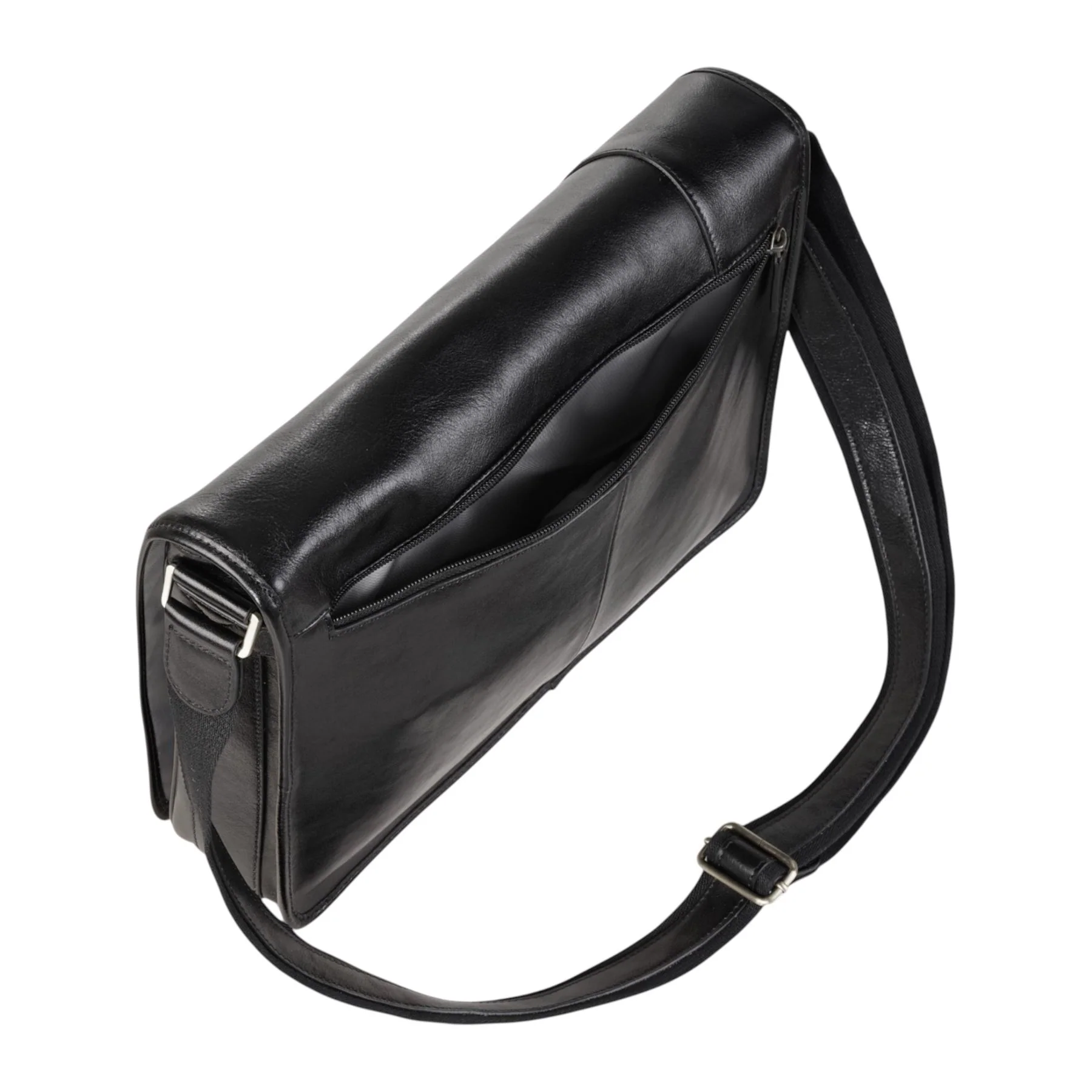 Genuine Leather Black Laptop Satchel Messenger Shoulder Bag - Astor - Image 6