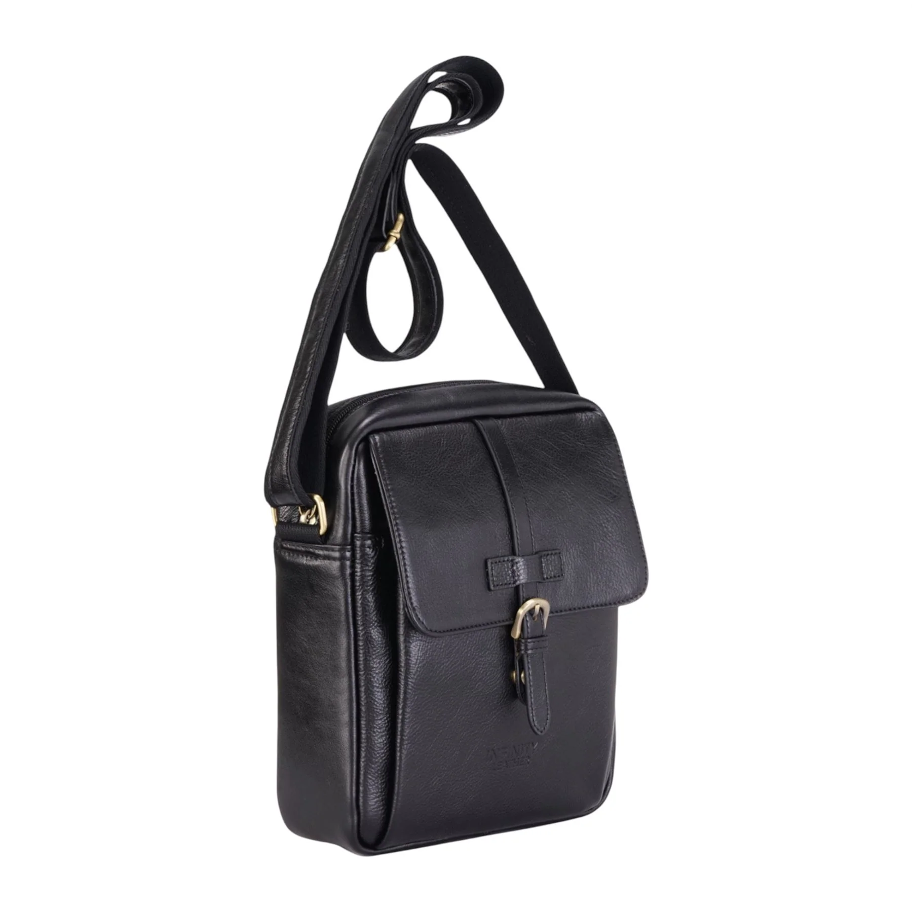 Genuine Leather Black Vintage Crossbody Messenger Travel Bag - Ashby - Image 3