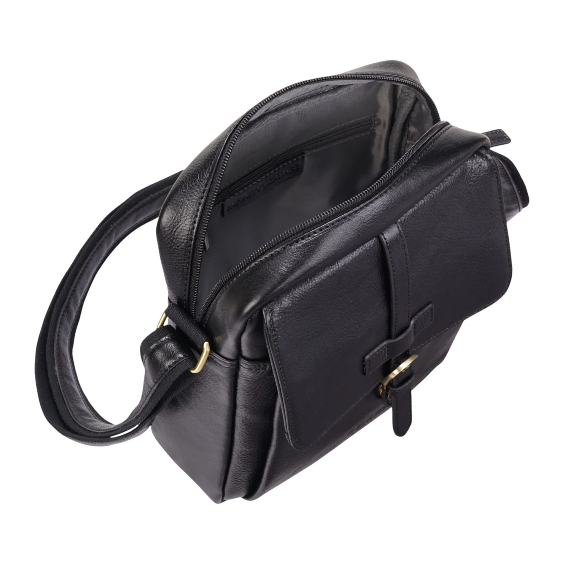 Genuine Leather Black Vintage Crossbody Messenger Travel Bag - Ashby - Image 5