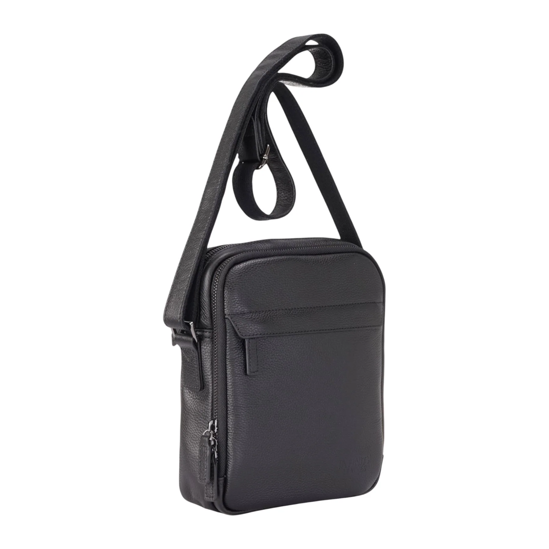 Genuine Leather Black Vintage Messenger Crossbody Travel Bag - Hawthrone - Image 3