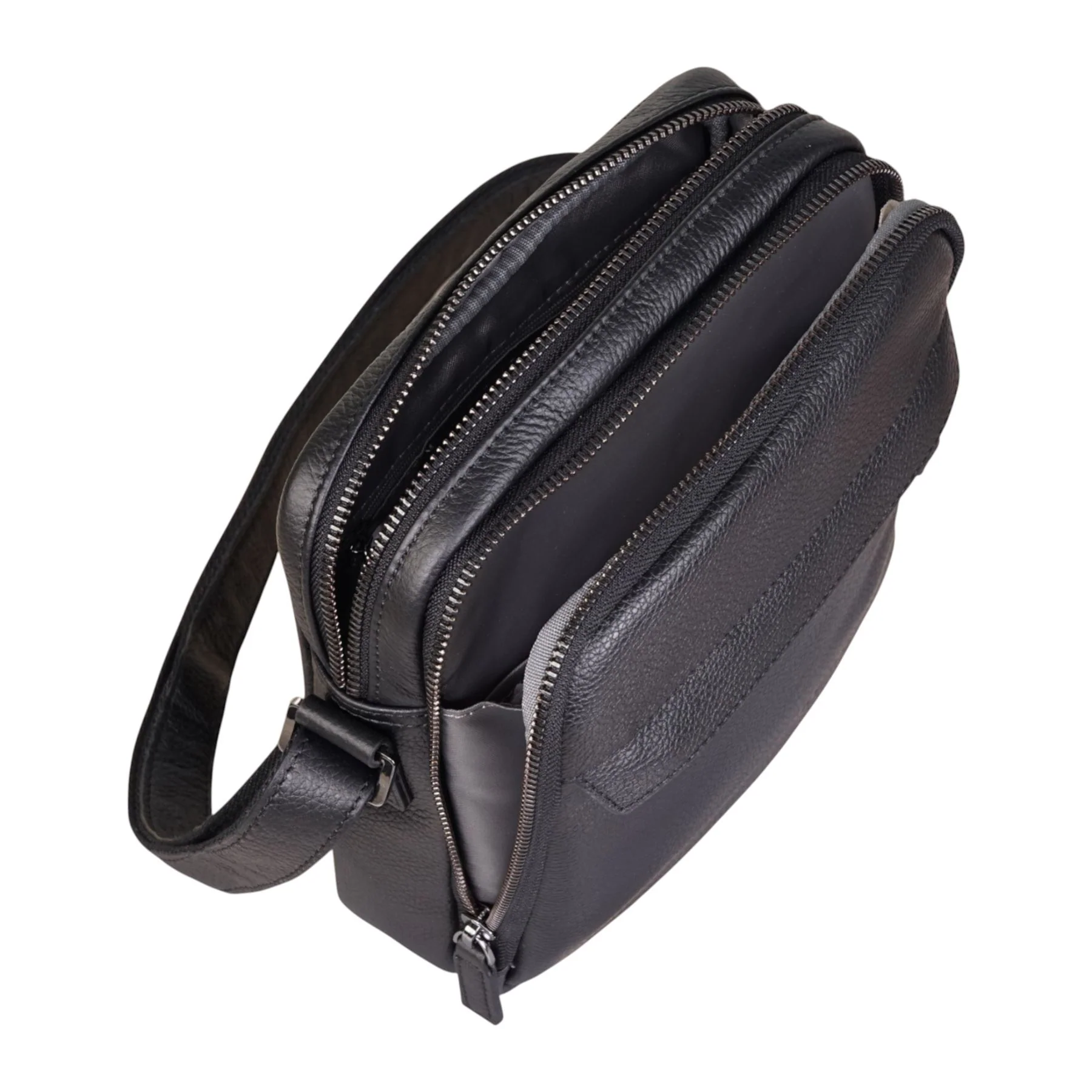Genuine Leather Black Vintage Messenger Crossbody Travel Bag - Hawthrone - Image 6